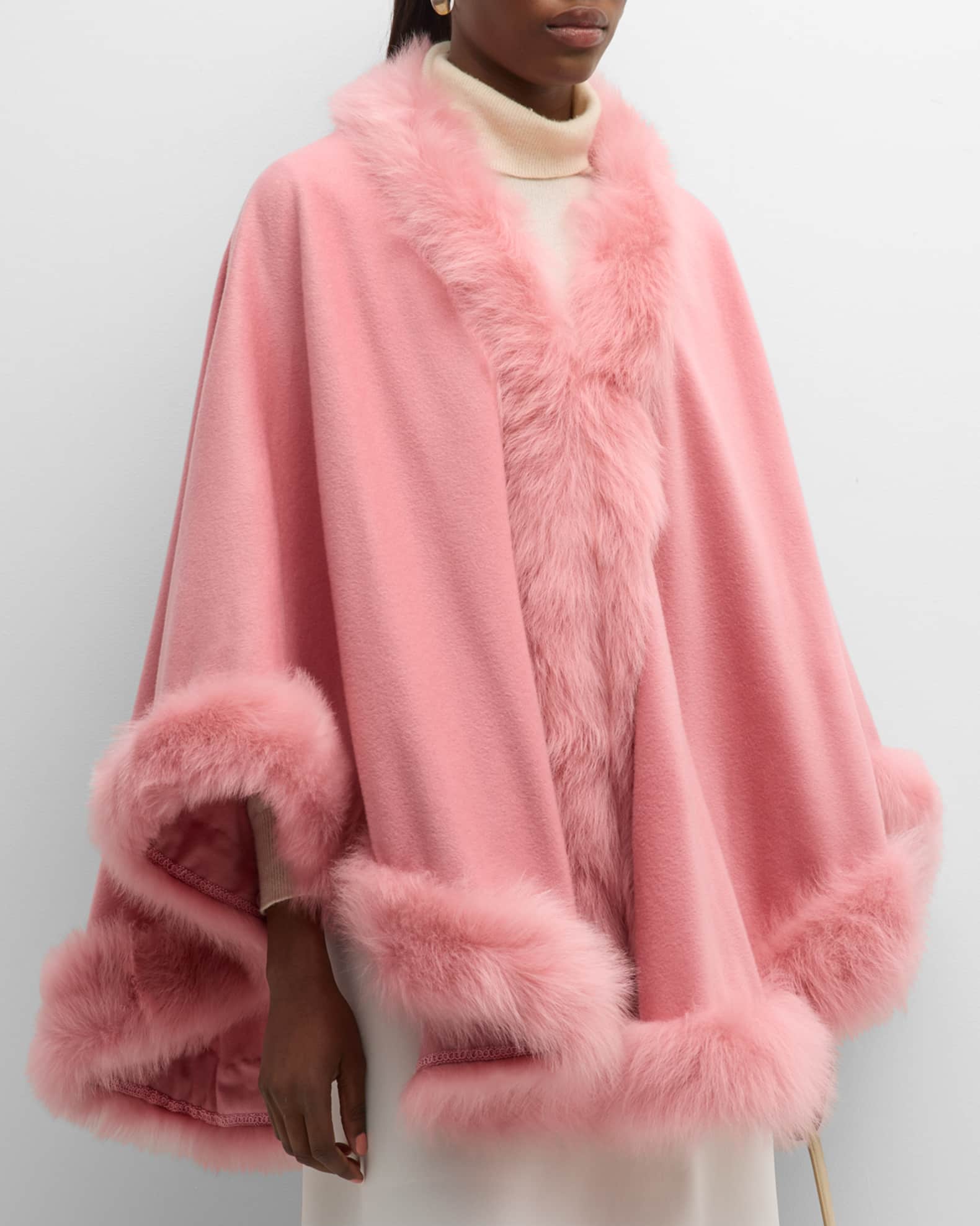 Cashmere Cape With Toscana Shearling Lamb Trim 1