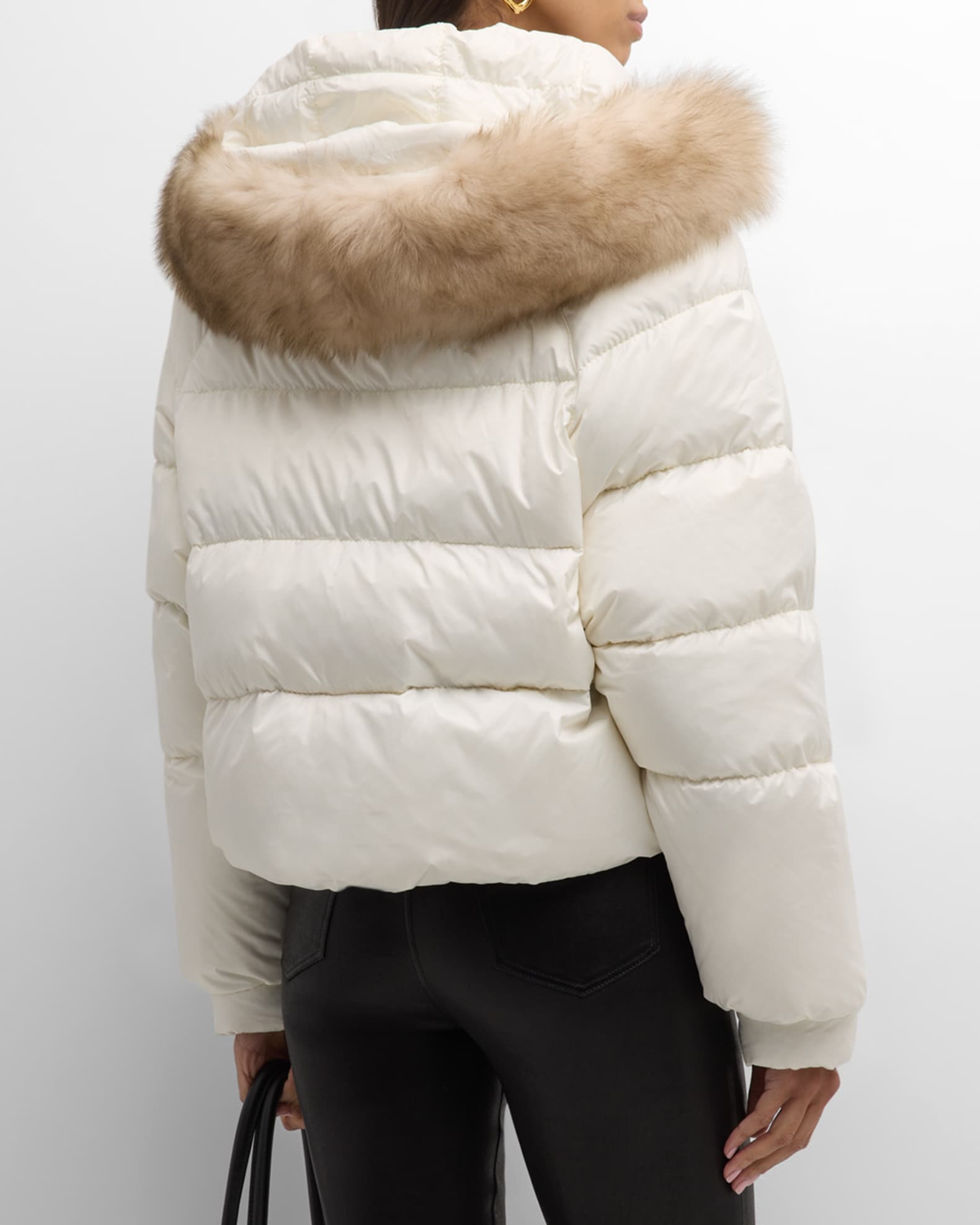 Gorski Apres-Ski Crop Puffer Jacket With Detachable Toscana Lamb ...