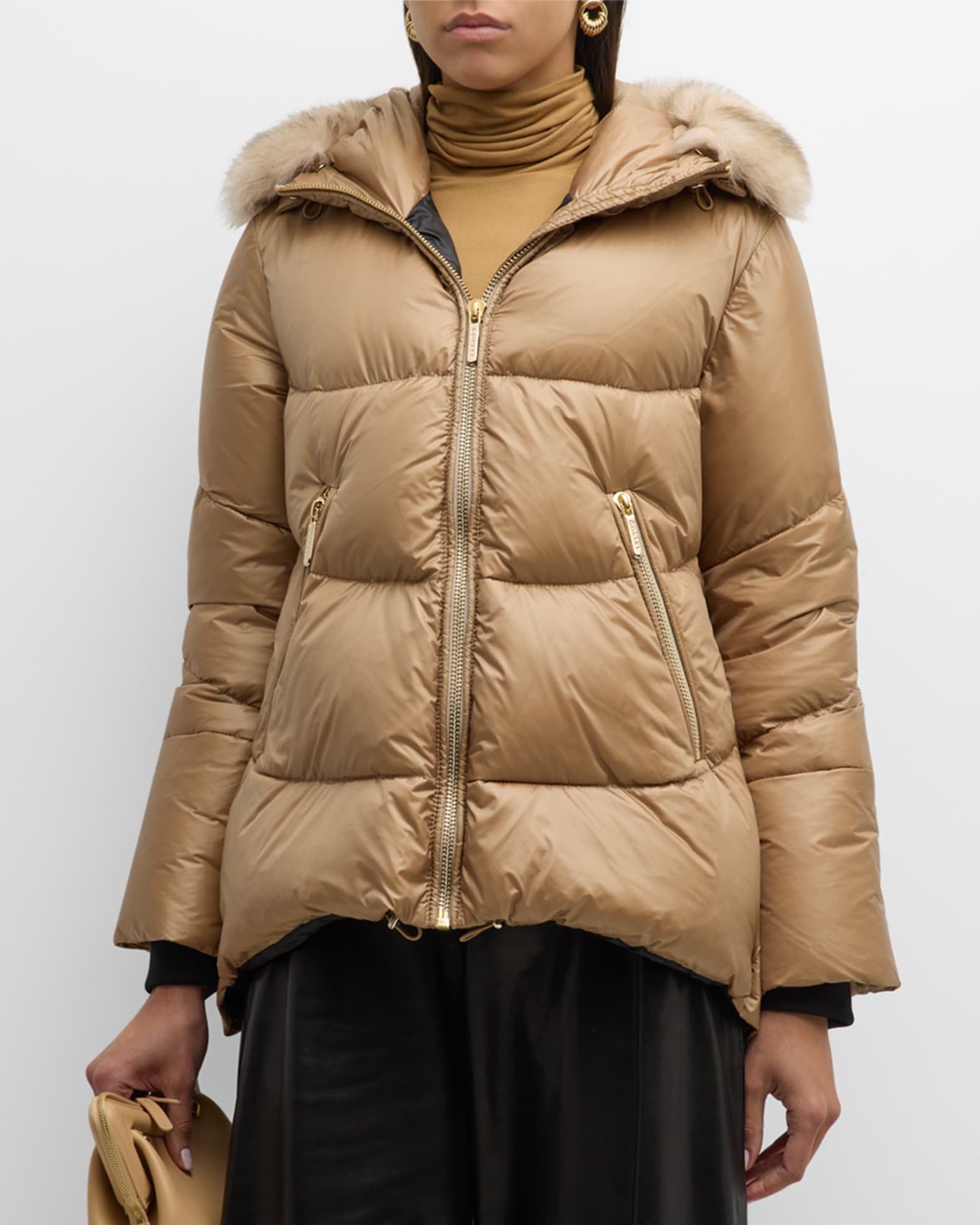 Apres-Ski Puffer Jacket With Detachable Toscana Lamb Shearling Hood Trim 1