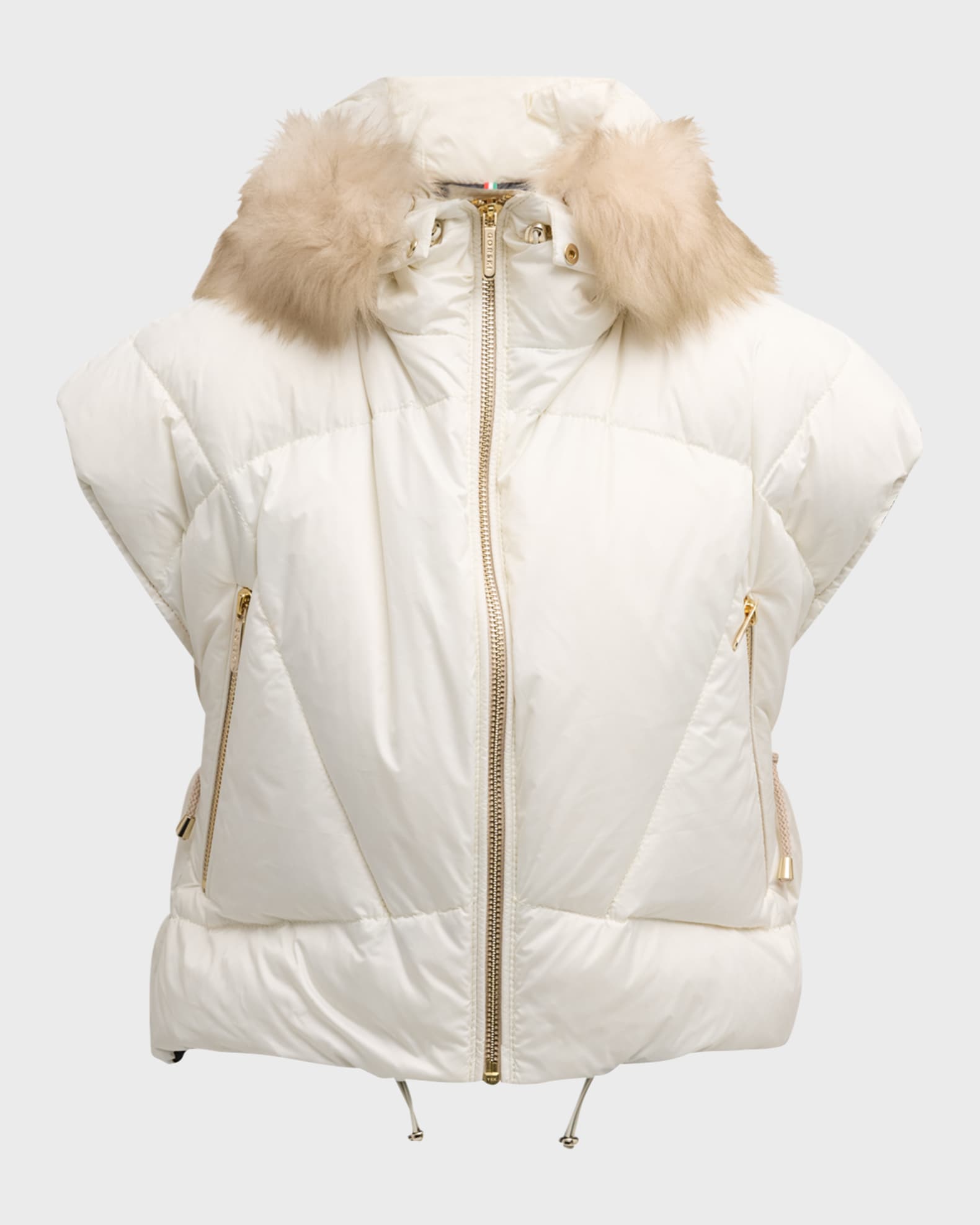 Apres-Ski Down Filled Vest With Detachable Toscana Lamb Hood Trim 0