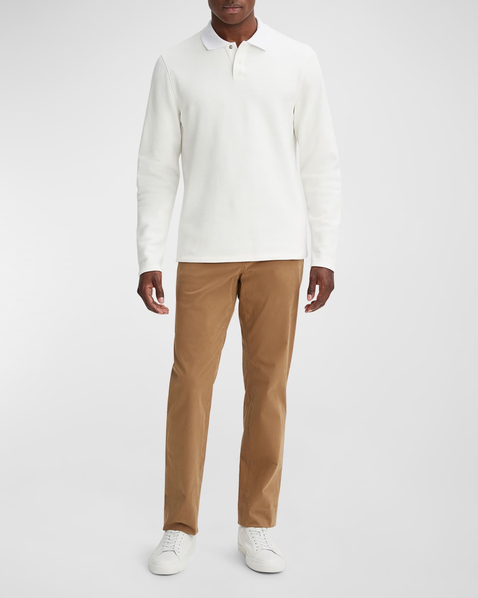 Vince - Men's - Heathered Double-Face Cotton-Blend Polo Shirt - - Heather Blanco