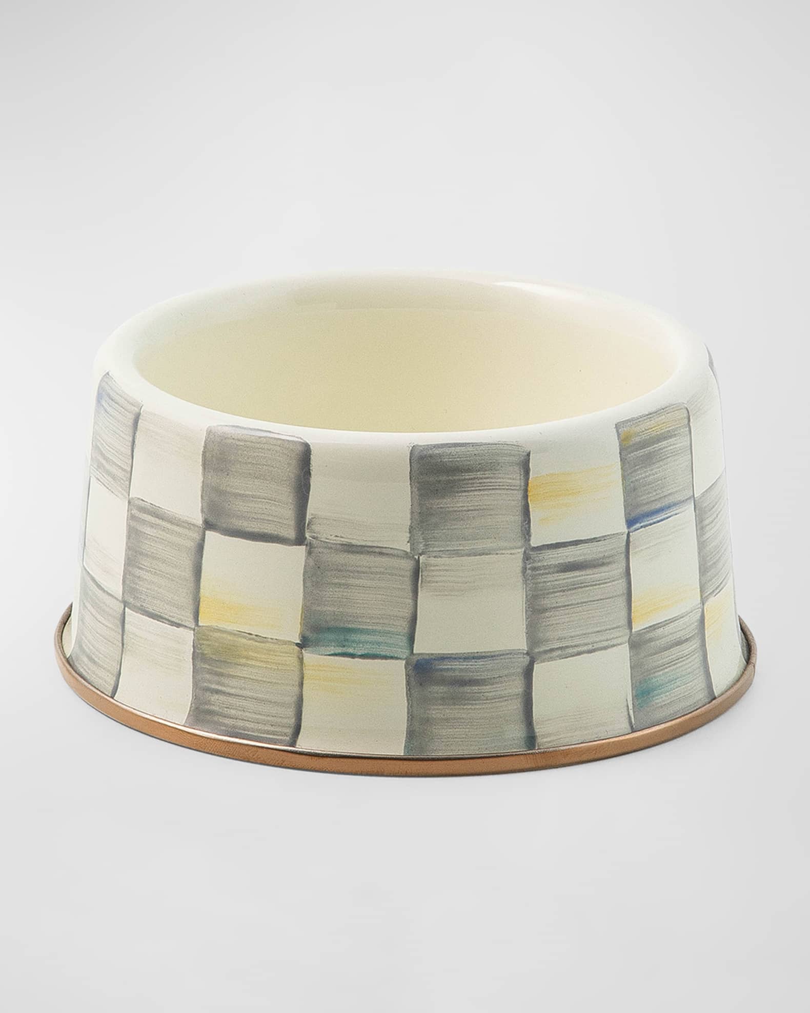 MacKenzie-Childs Sterling Check Enamel Pet Dish, Medium