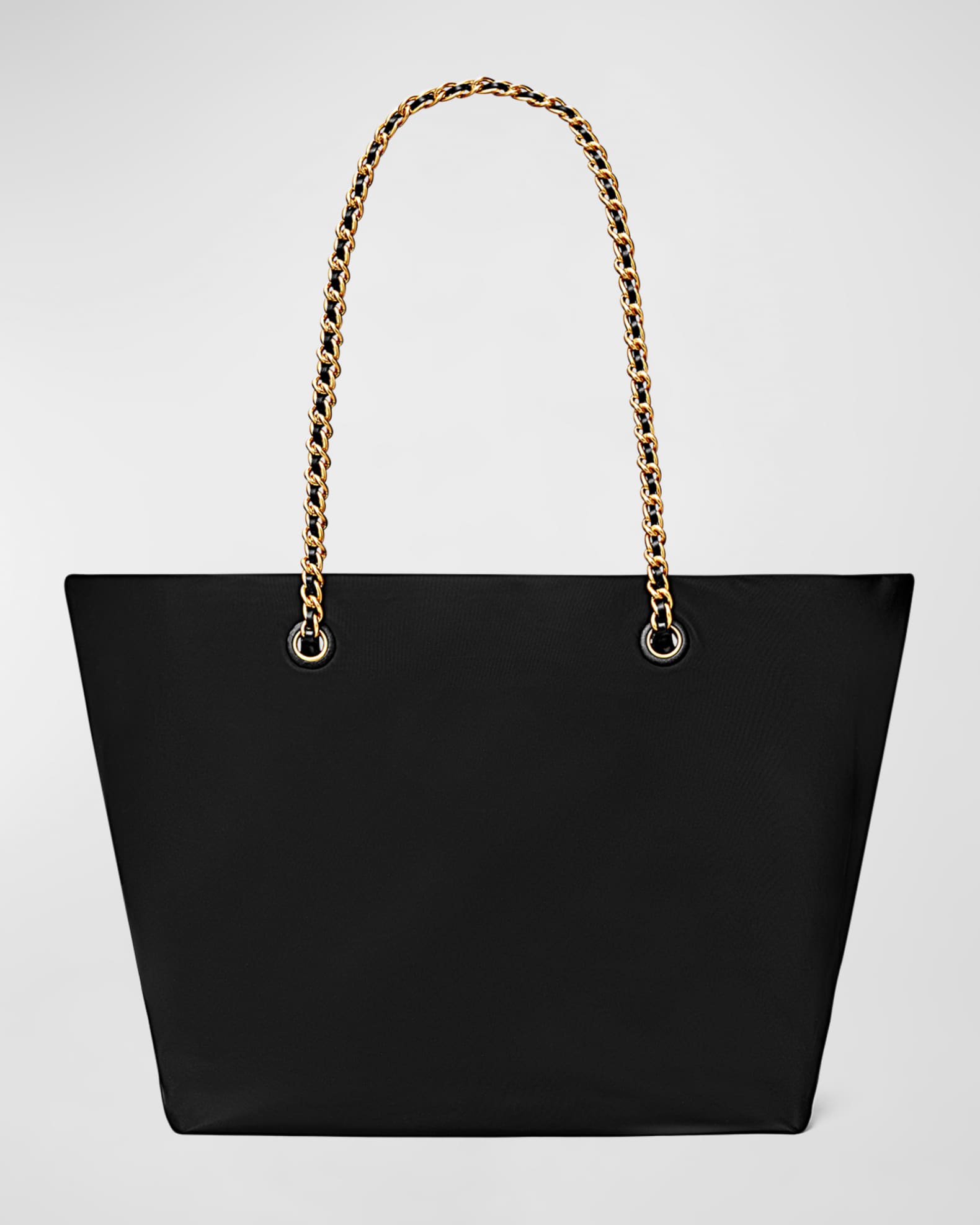 Prada Vintage Black Nylon Tote Bag w/Leather Laced Chain