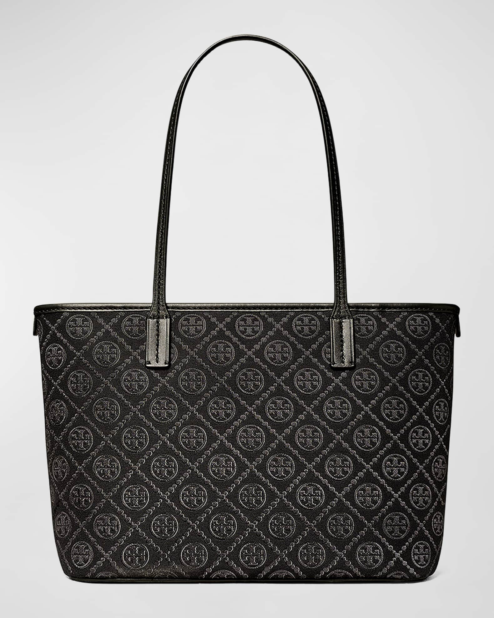 Tory Burch Small T Monogram Zip Canvas Tote Bag | Neiman Marcus