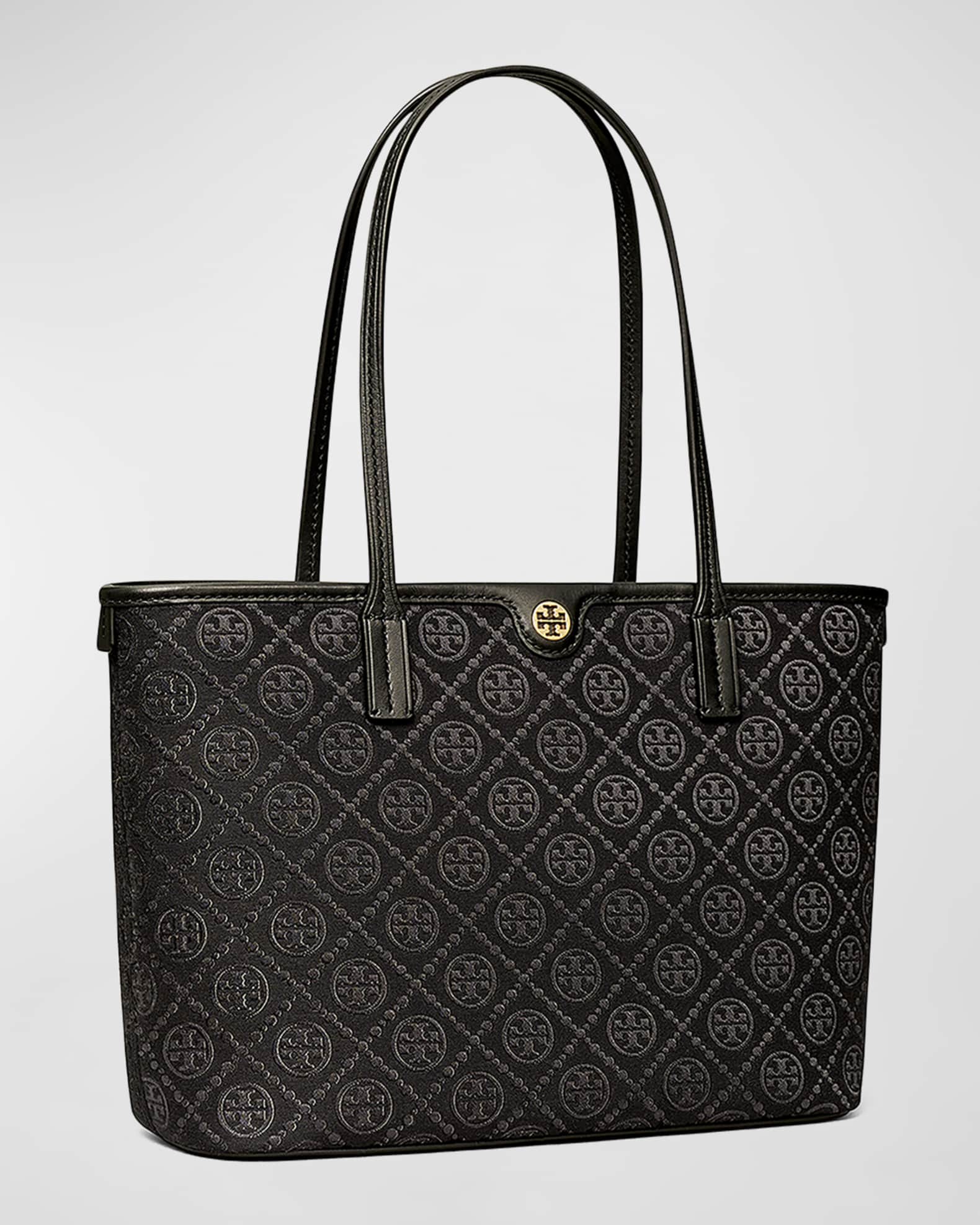 Tory Burch T Monogram Small Zip Tote Black