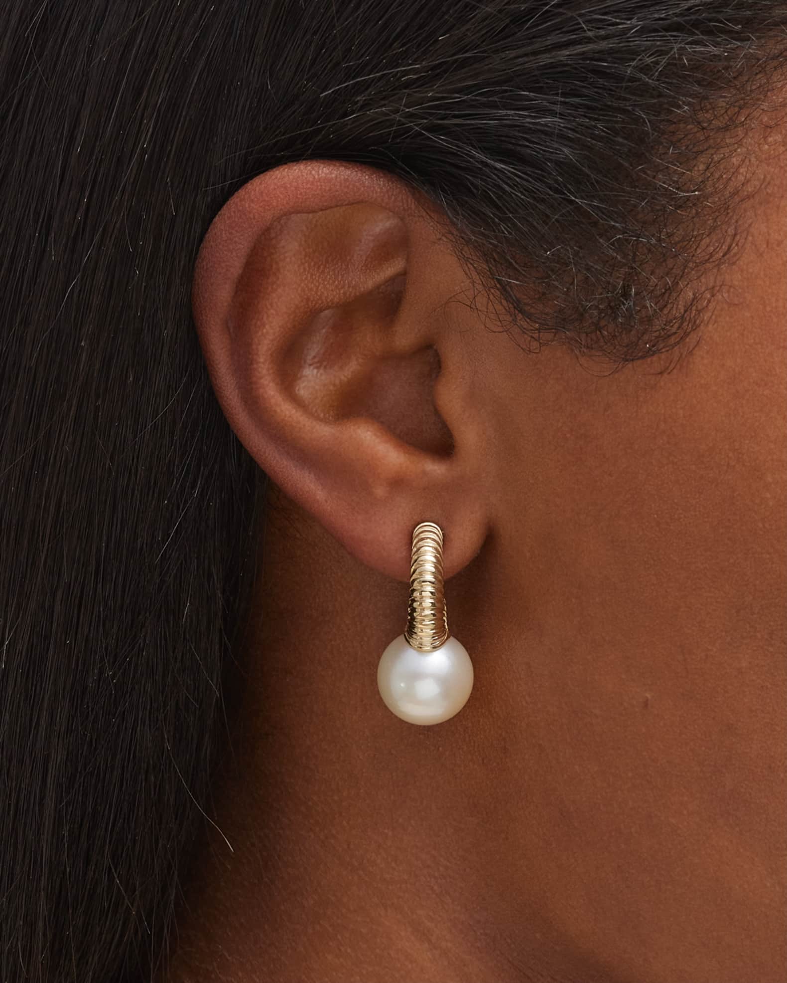 Classic Modern Love Pearl Hoop Earrings 1