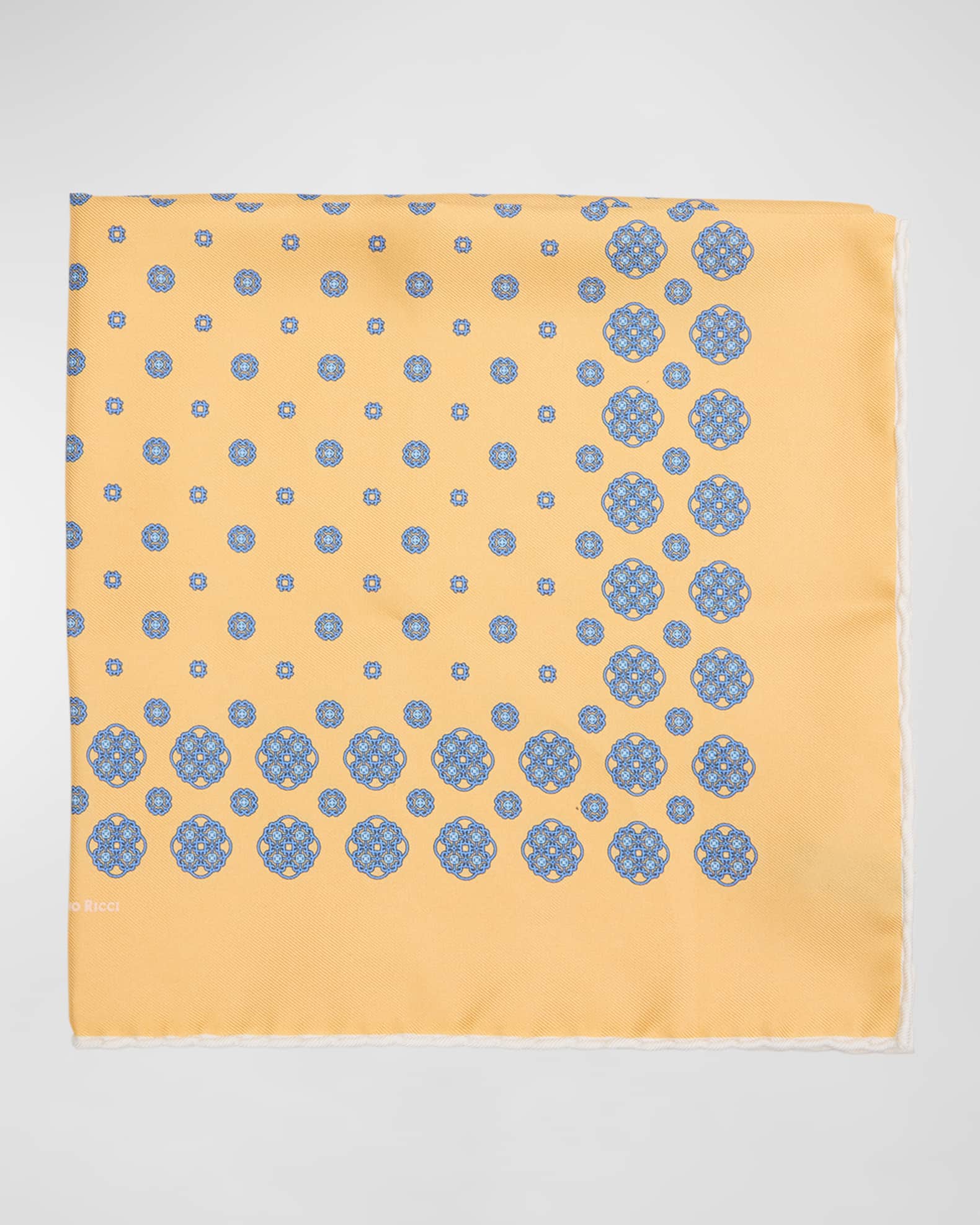 Men's Silk Quatrefoil-Print Handkerchief 0