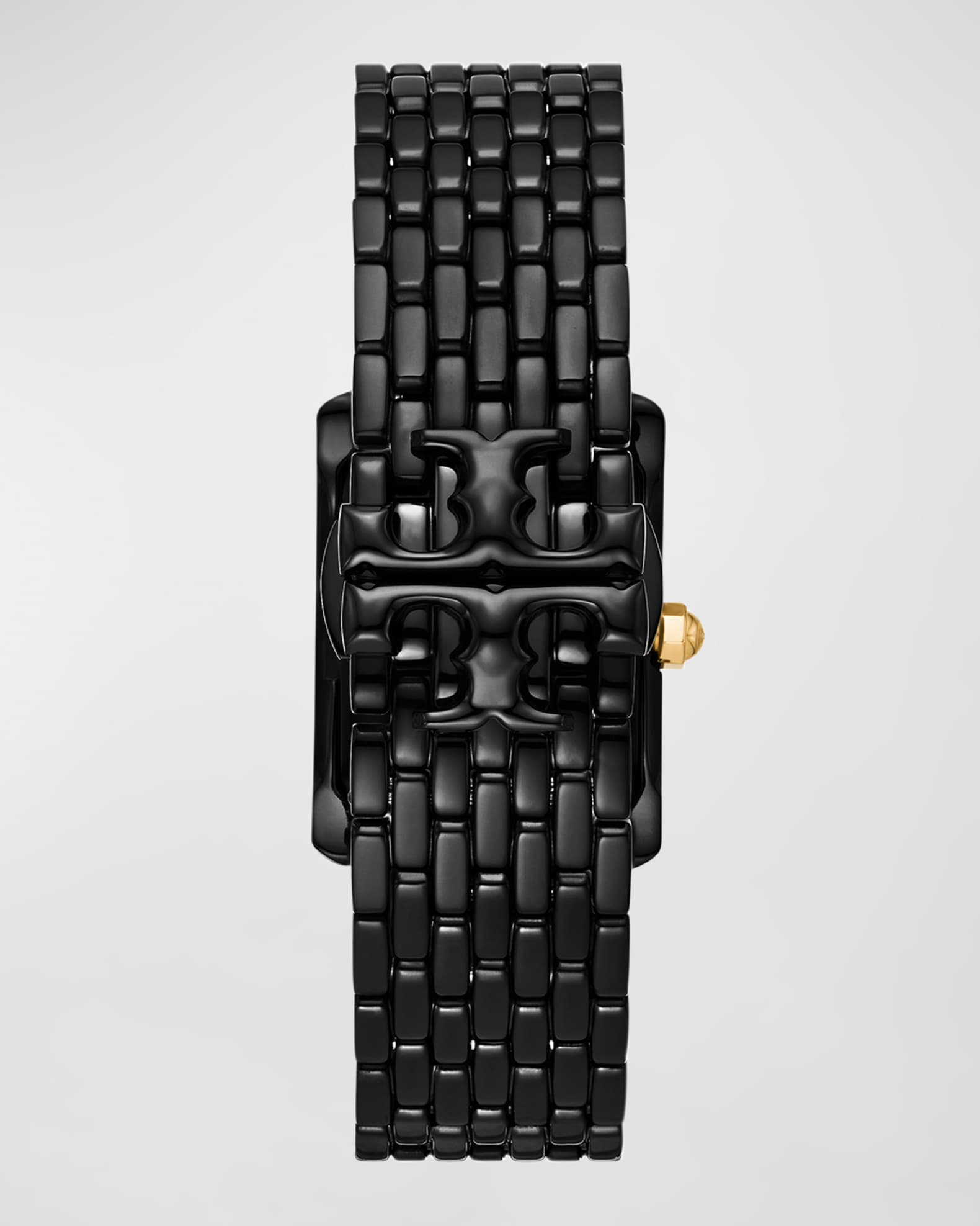 Tory Burch The Eleanor Rectangular Watch in IP Black Stainless Steel Neiman Marcus