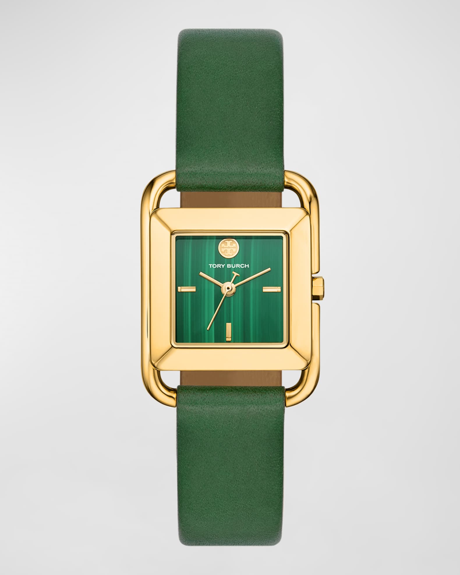 Tory Burch The Miller Square Watch with Leather Strap Neiman Marcus