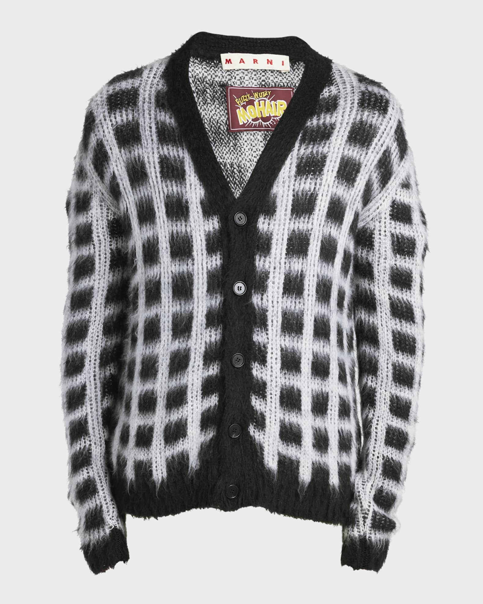 Men's Mohair Check Cardigan