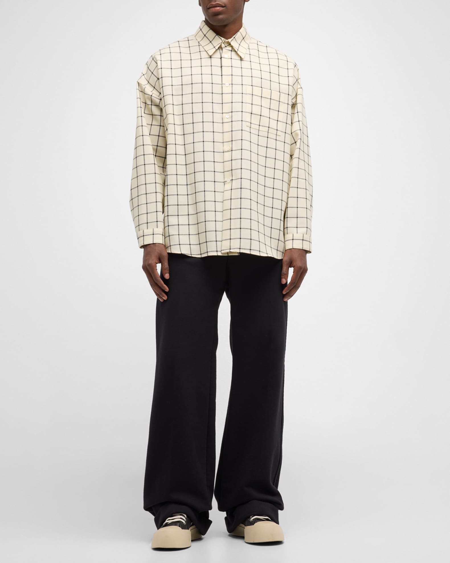 Marni grid-pattern virgin wool shirt - Yellow