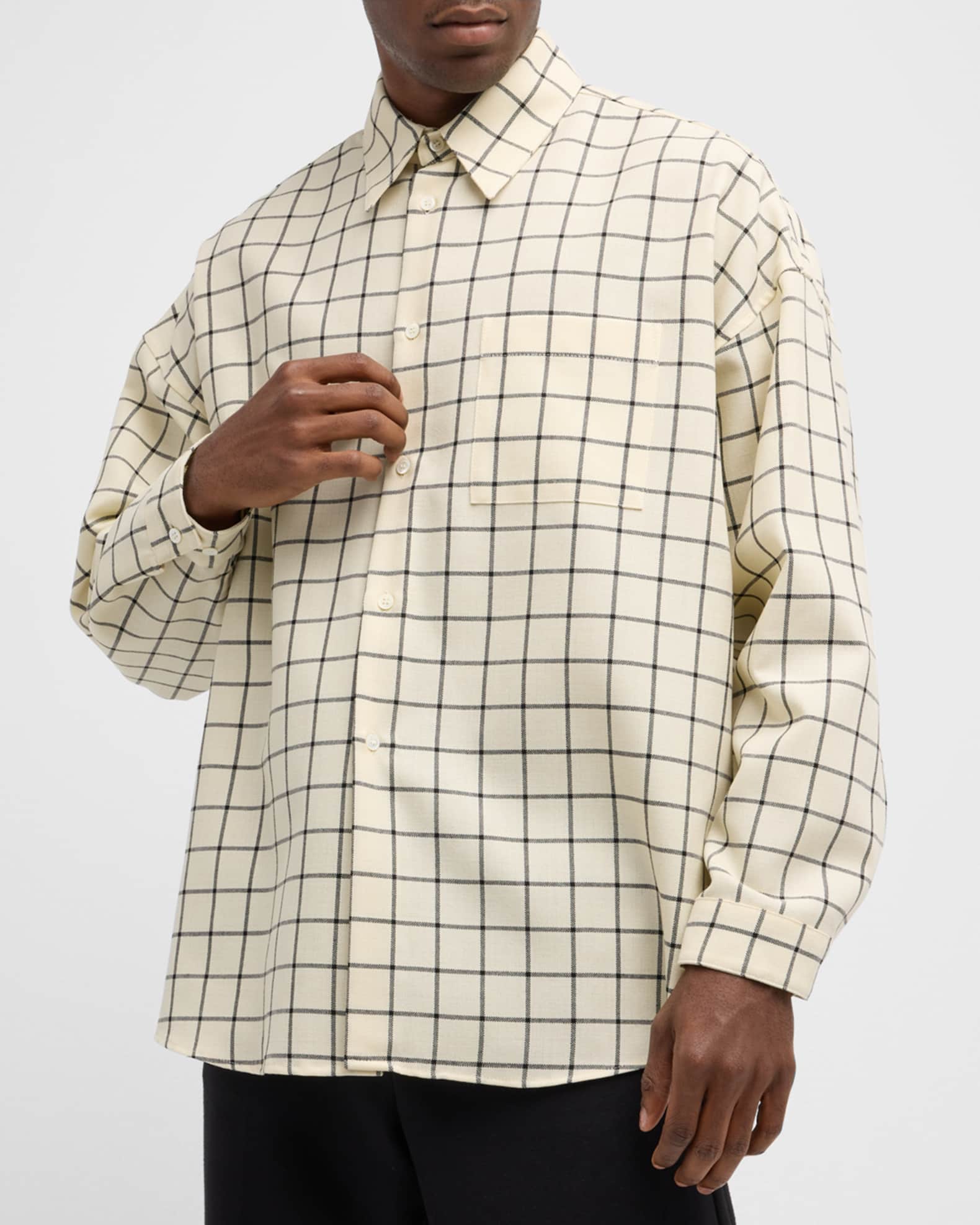 Marni Men's Wool Windowpane Sport Shirt | Neiman Marcus
