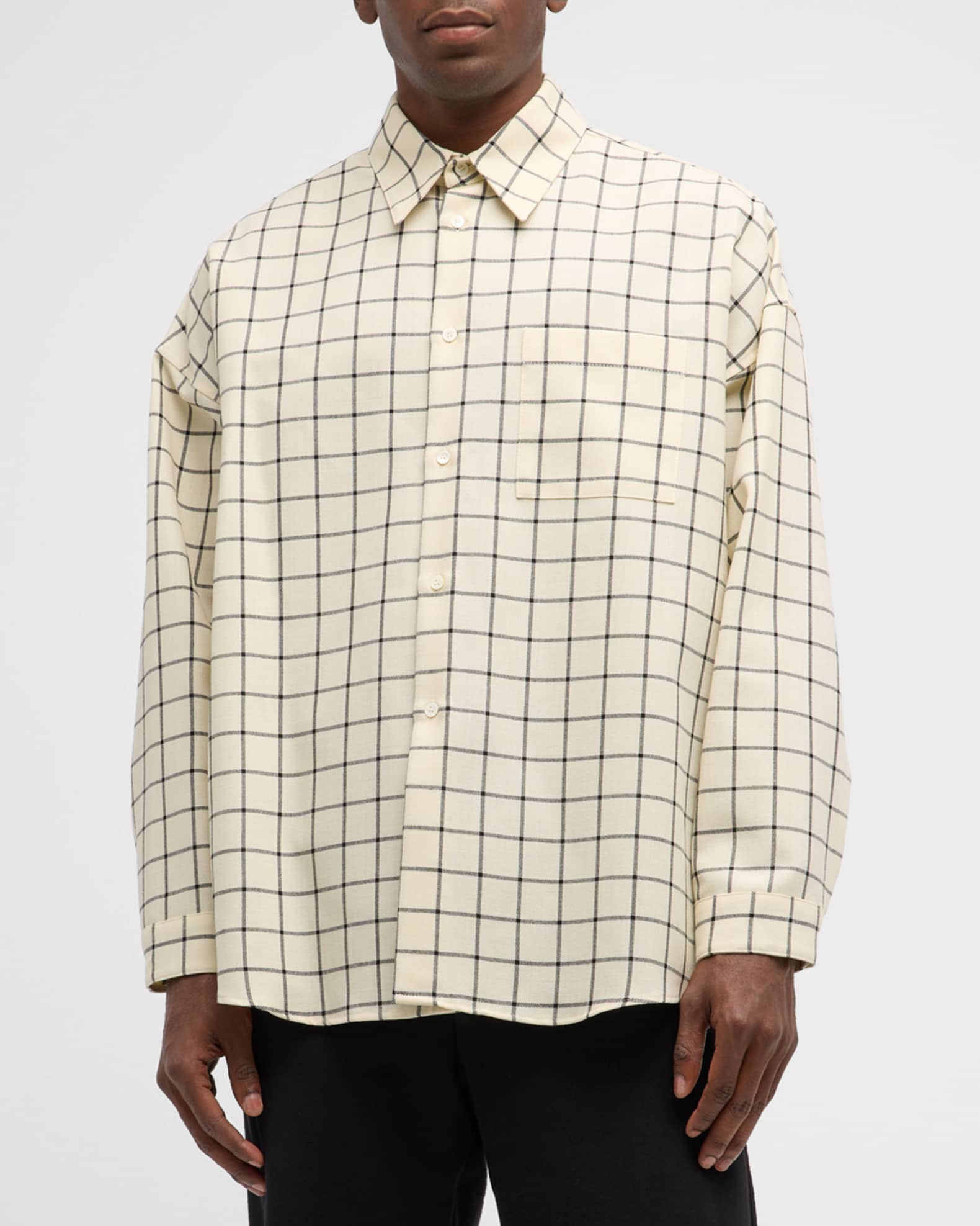 Marni Men's Wool Windowpane Sport Shirt | Neiman Marcus