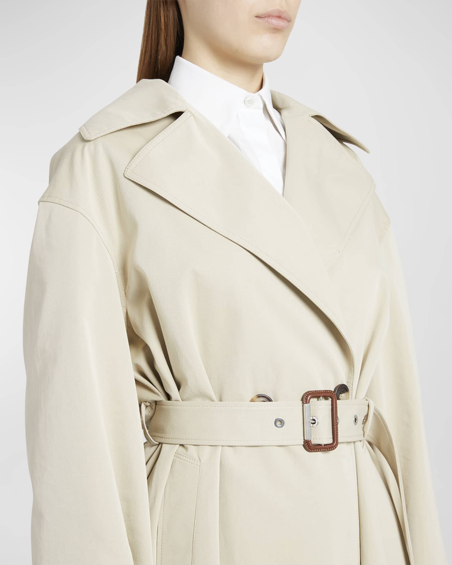 Cotton Gabardine Belted Trench Coat
