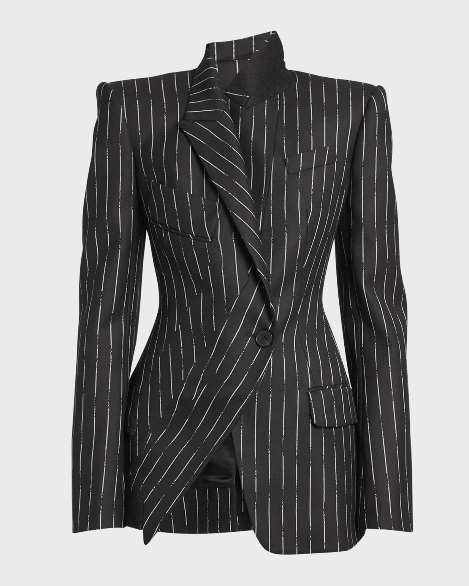 【送料&関税込】Alexander McQueen Pinstriped Single-breasted Alexander McQueen Pinstripe single-breasted Jacket | Grey