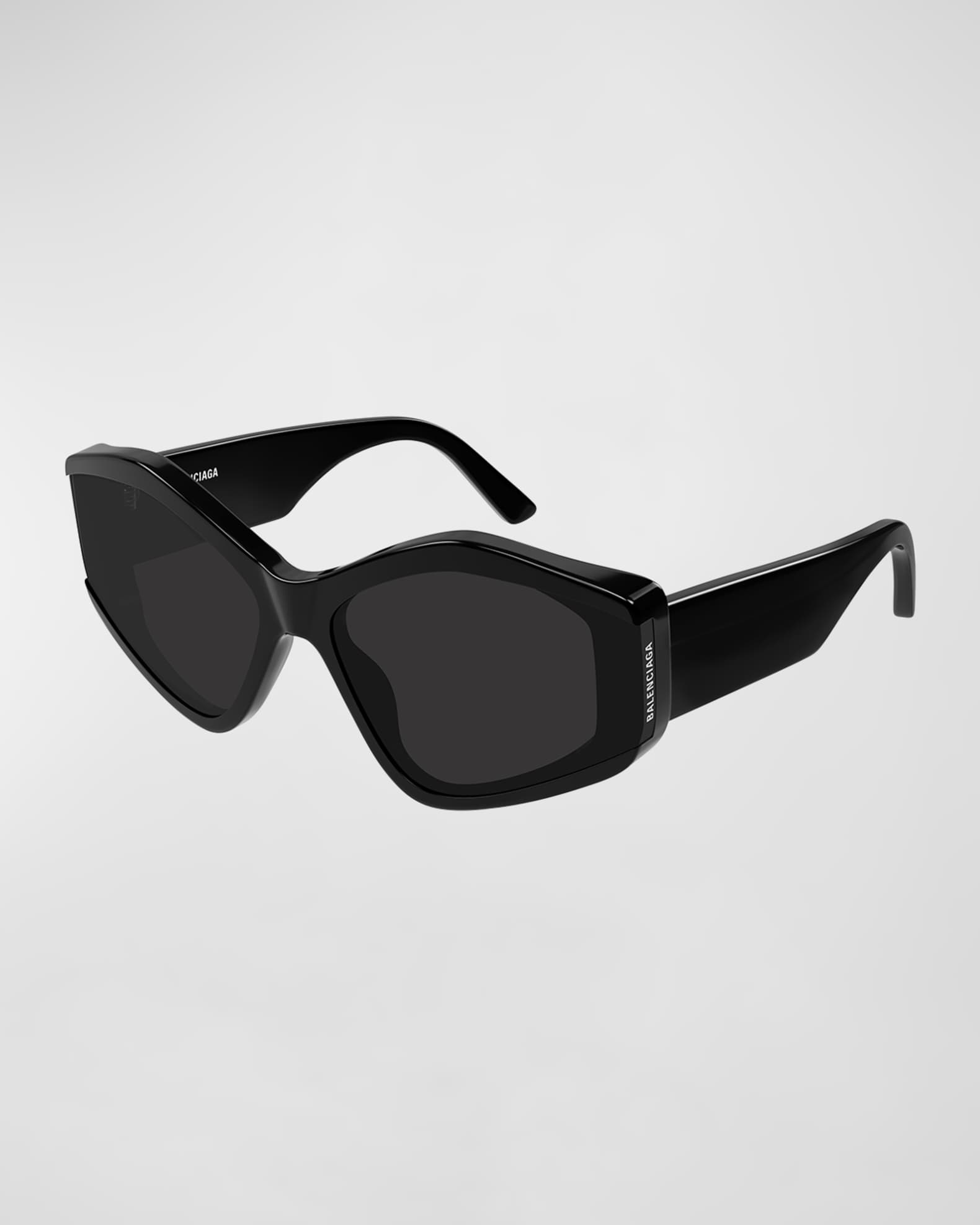 Balenciaga Monogram Acetate Round Sunglasses in Black