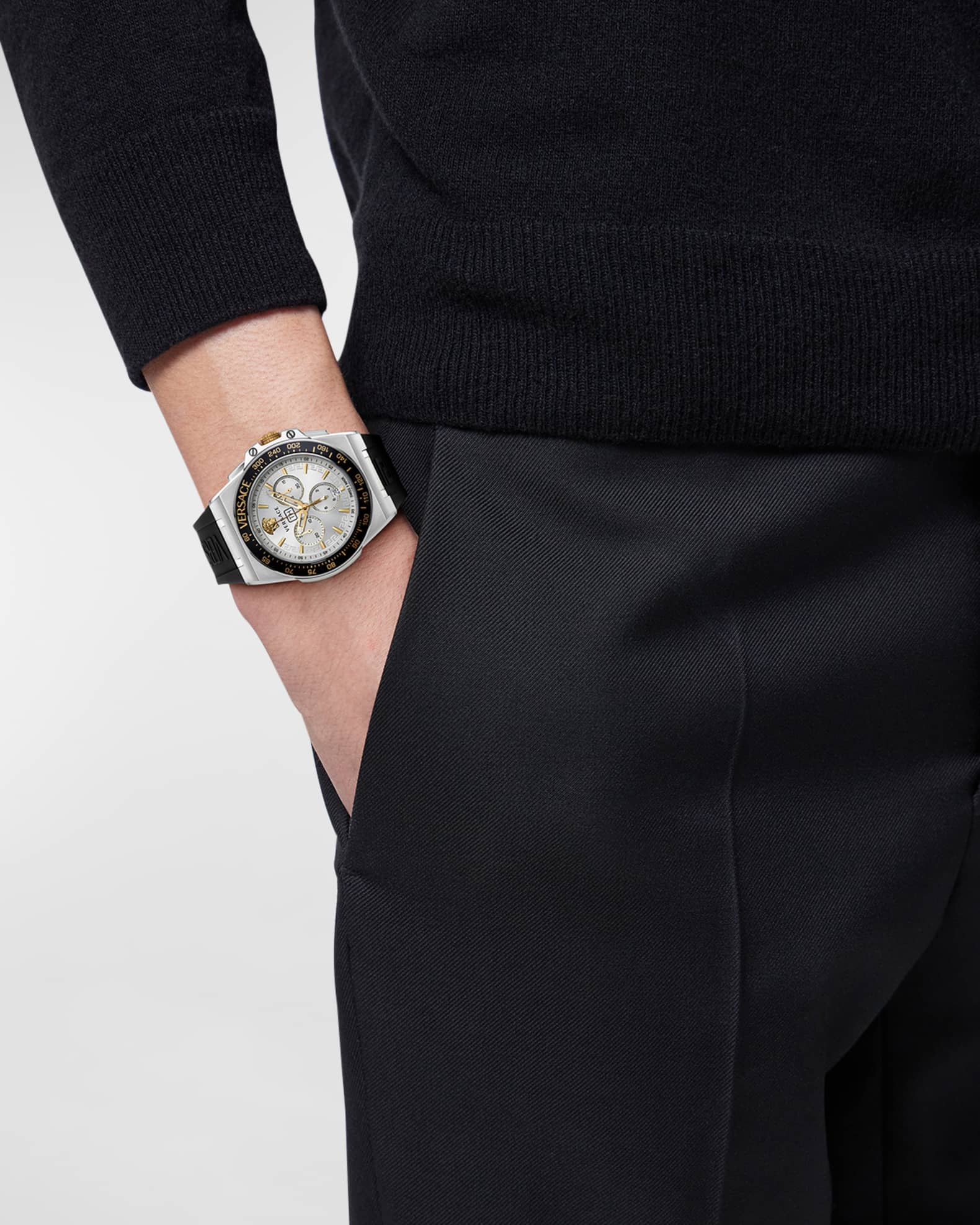 Men's Greca Extreme Chronograph Silicone Strap Watch, 45mm