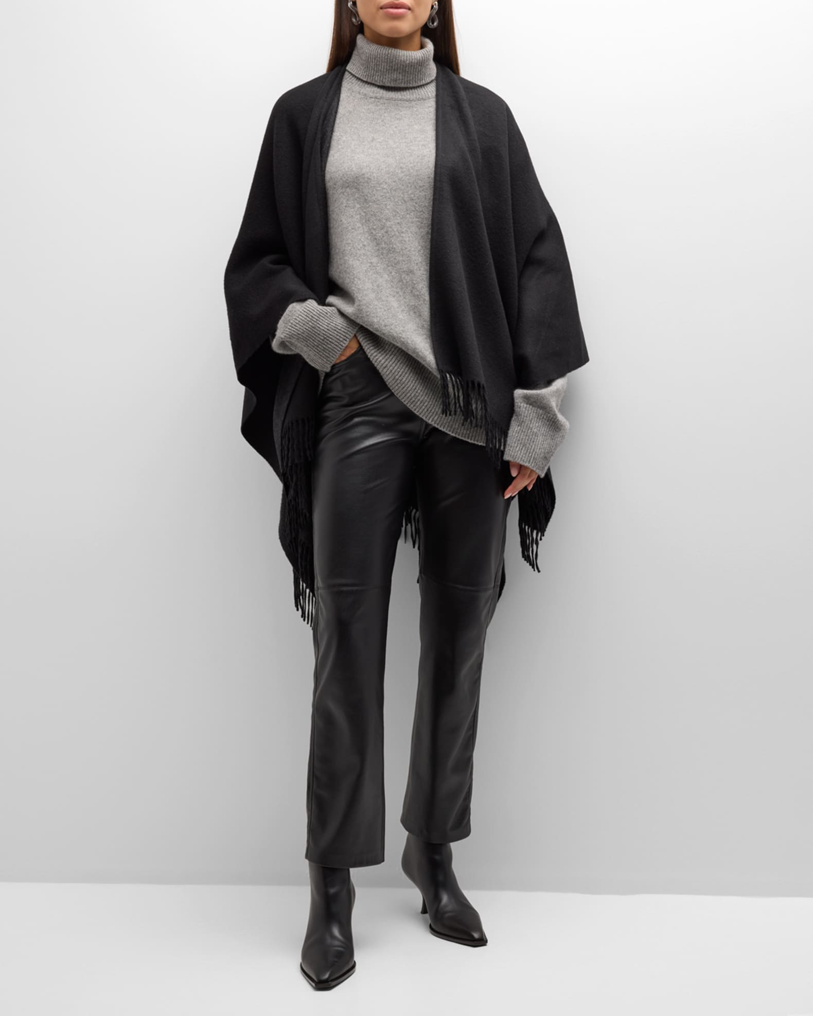 Fringe Cashmere Cape  1