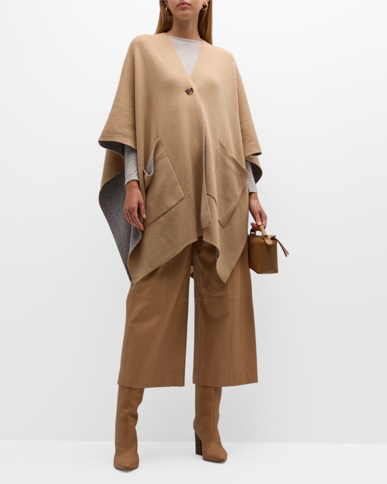 Double-Faced Knit Wool & Cashmere Cape  1
