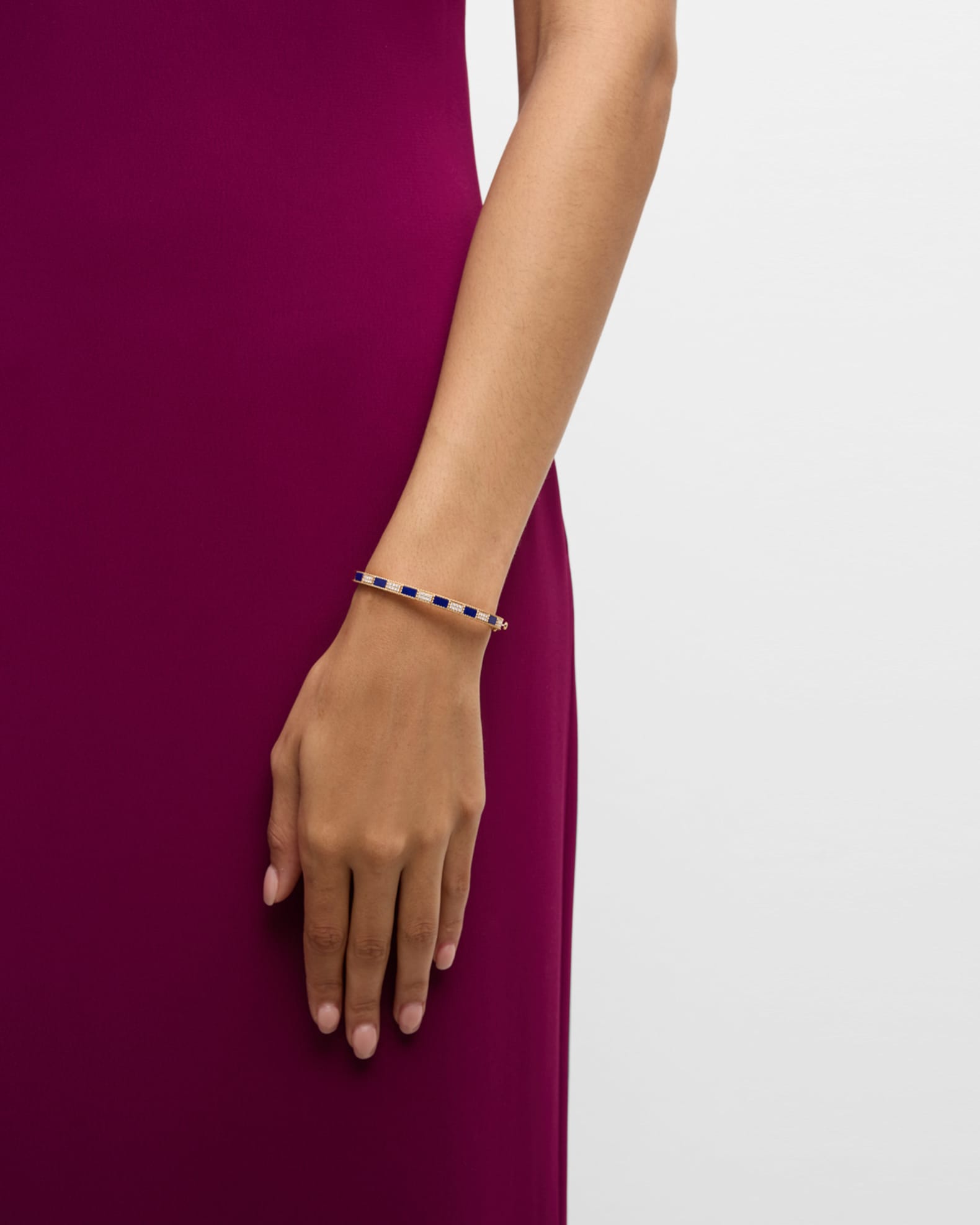 18K Rose Gold Lapis Mosaic Bangle with Diamonds 1