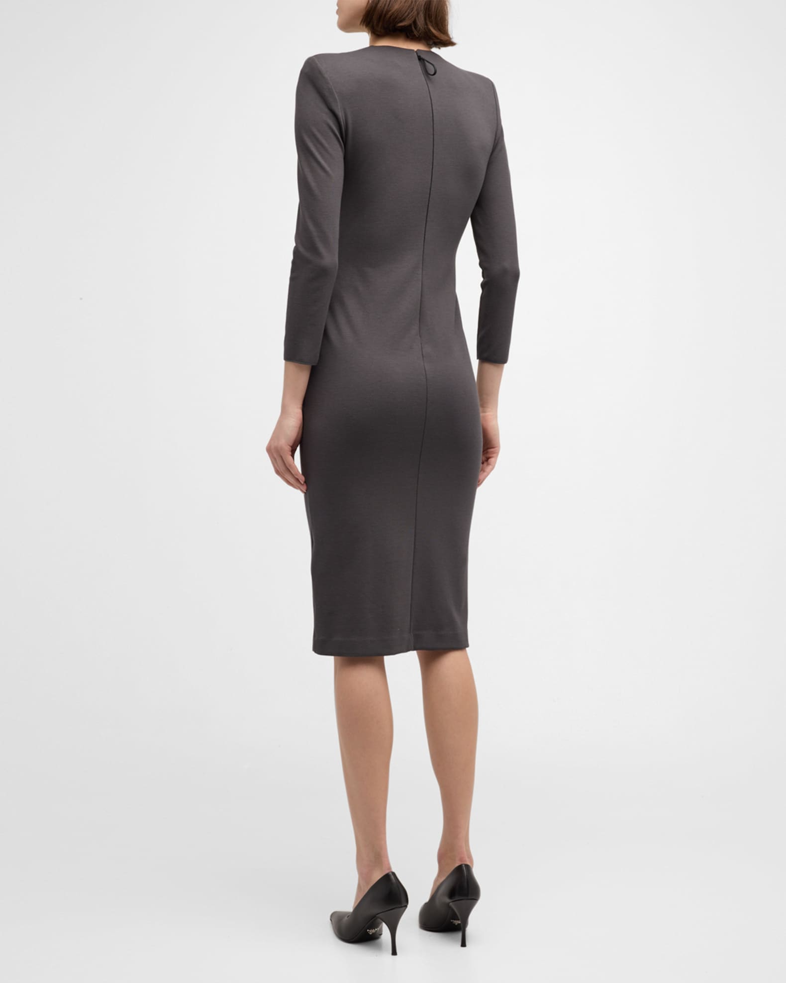 Giorgio Armani Tab-Front Gathered Jersey Sheath Dress