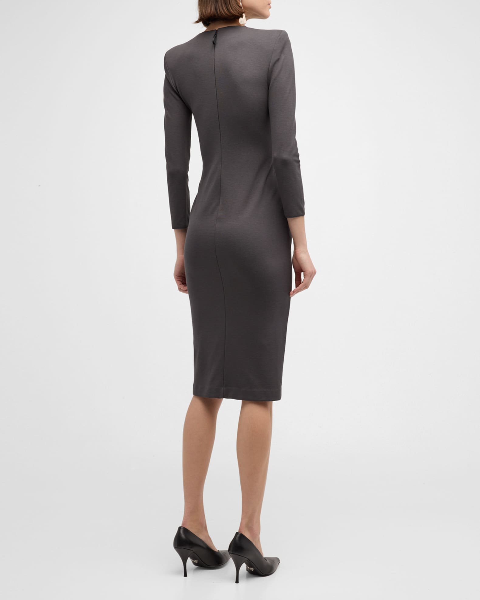 Giorgio Armani Tab-Front Gathered Jersey Sheath Dress