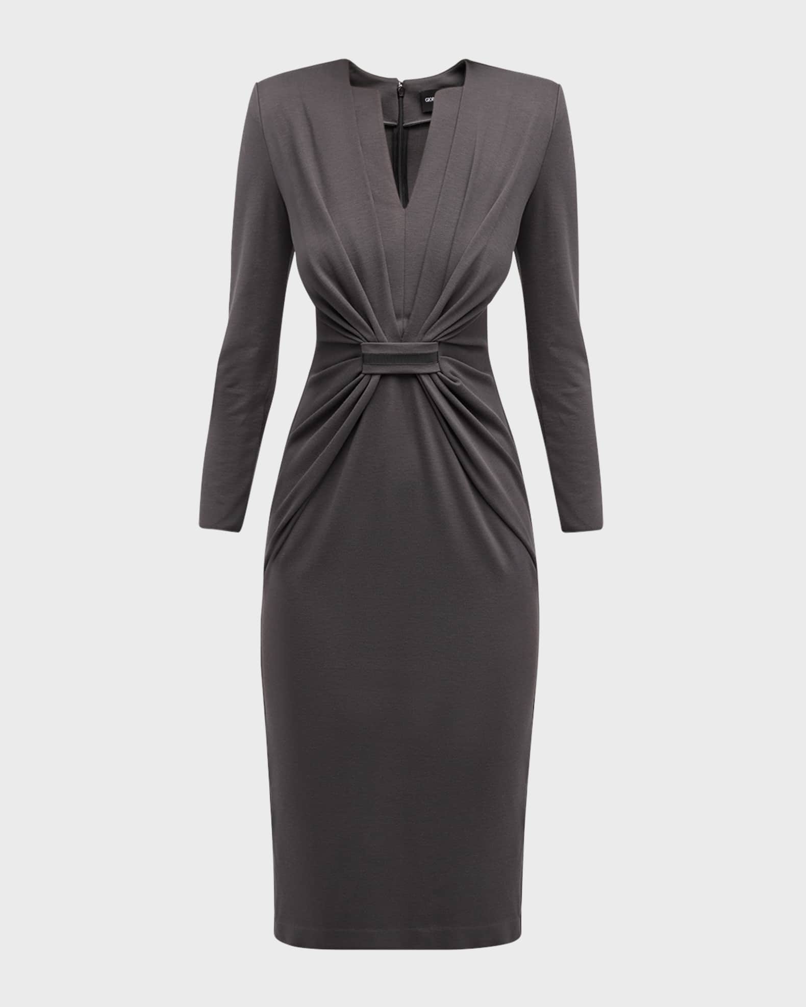 Giorgio Armani Tab-Front Gathered Jersey Sheath Dress