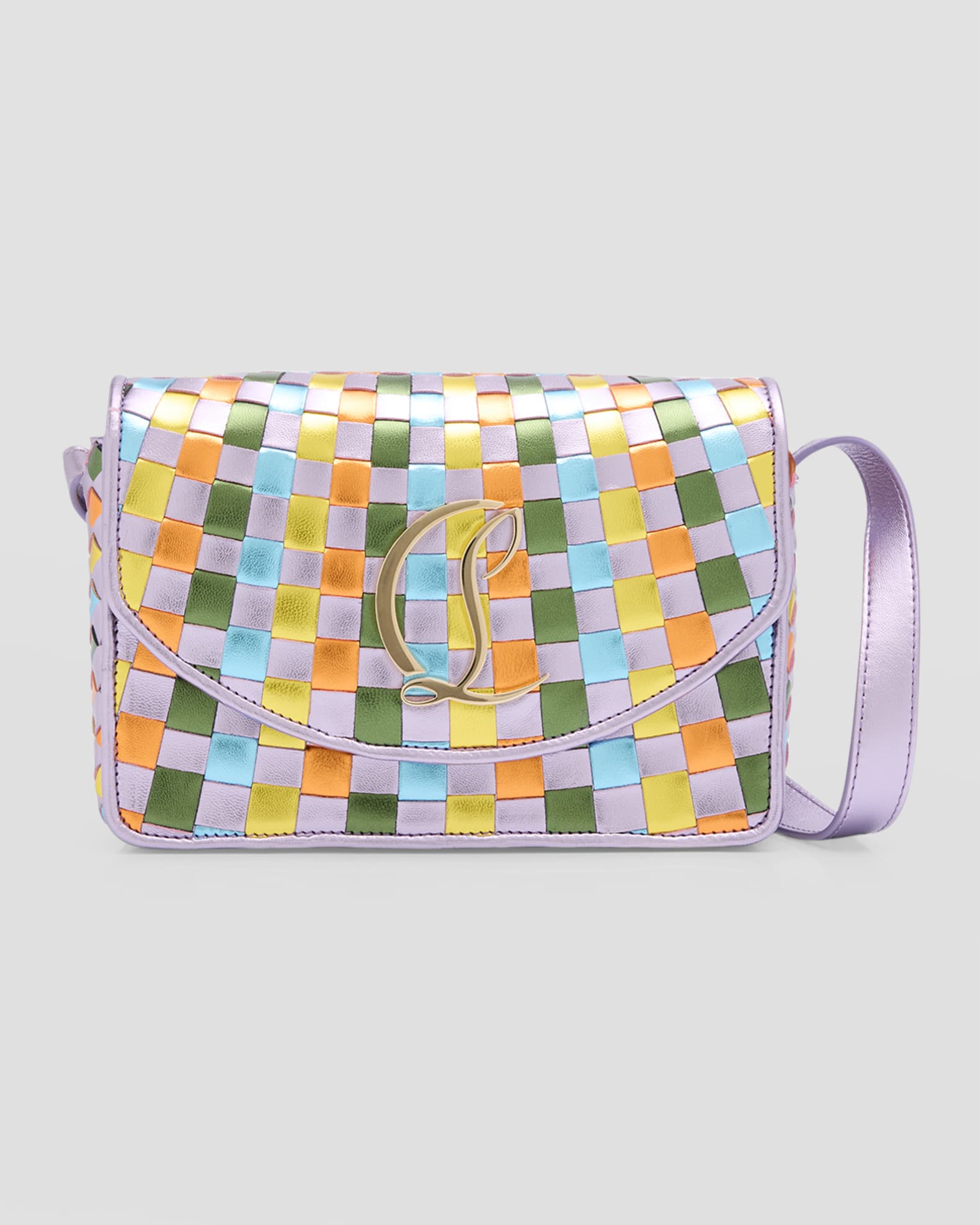 Loubi54 Small Crossbody in Woven Metallic Leather 0
