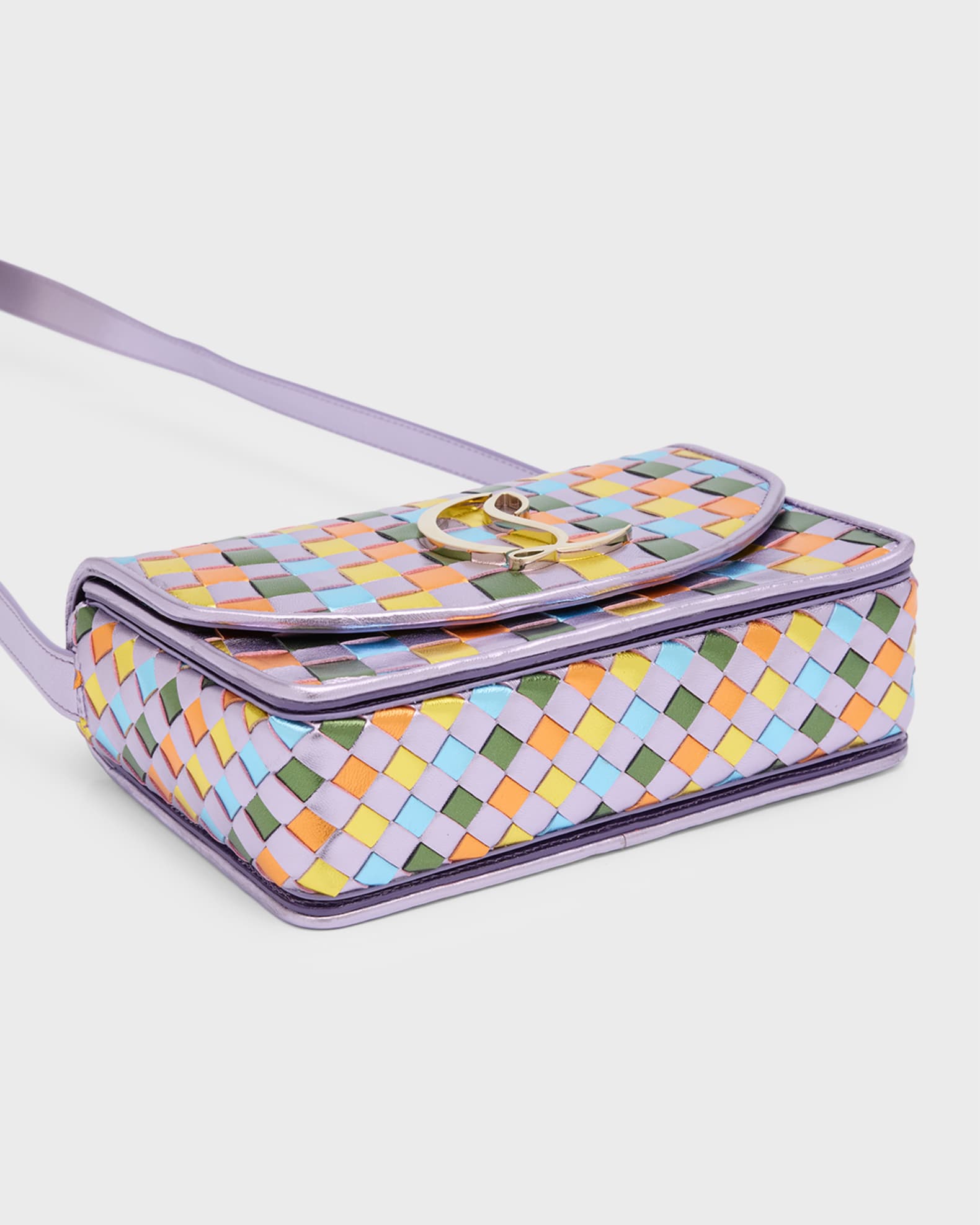 Loubi54 Small Crossbody in Woven Metallic Leather 1