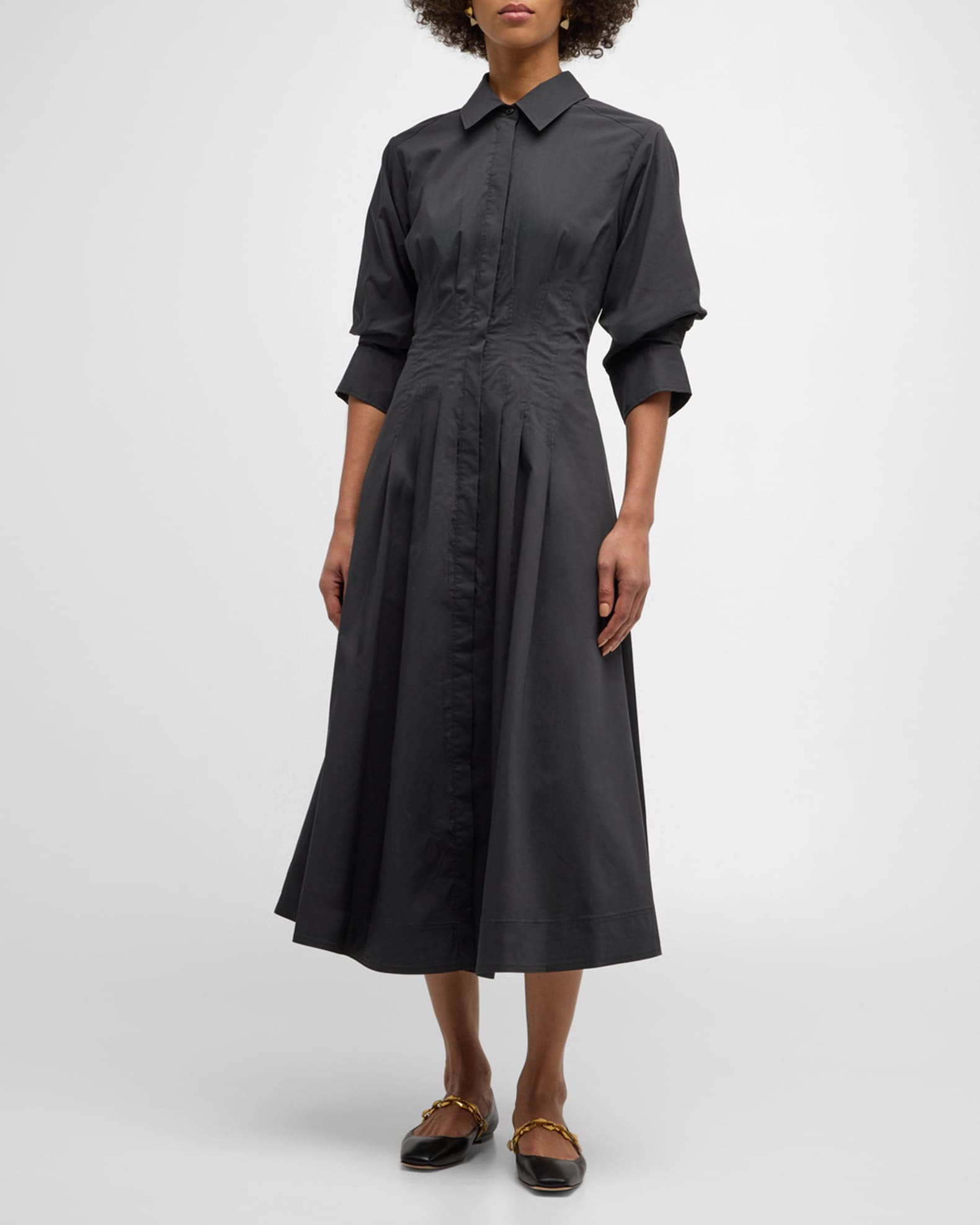 Jazz Core Cotton Poplin Pintuck Midi Dress 1