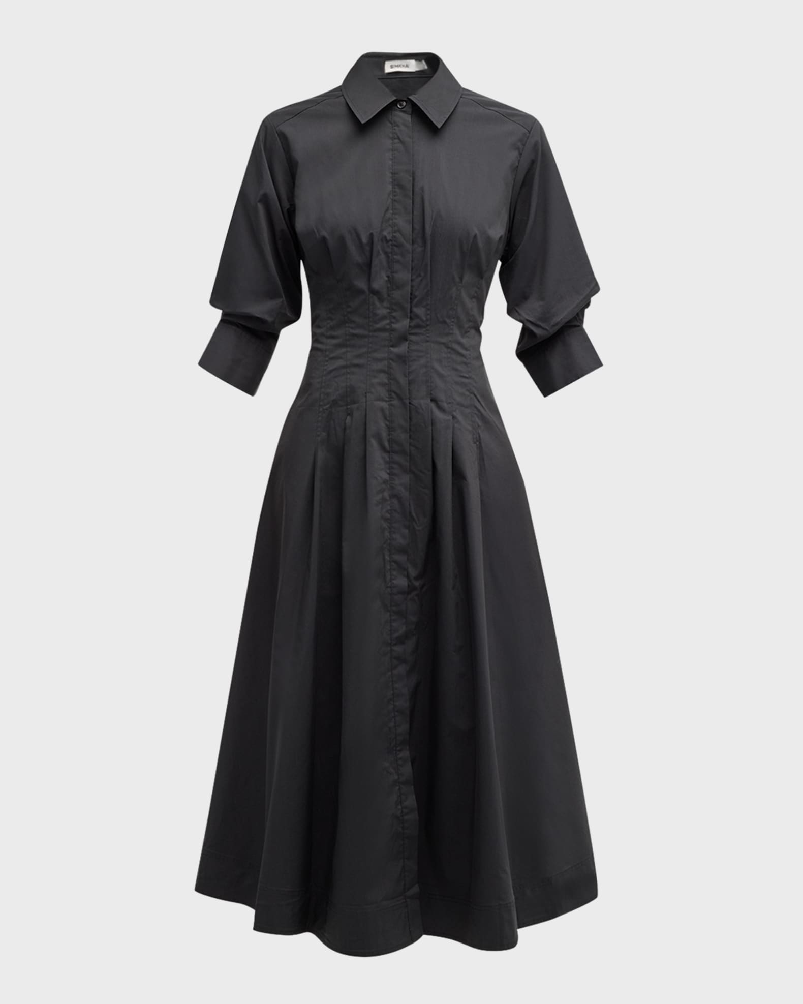 Jazz Core Cotton Poplin Pintuck Midi Dress 0