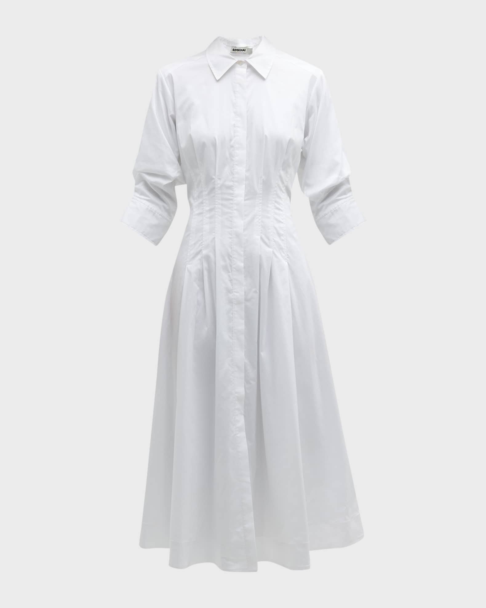 Jazz Core Cotton Poplin Pintuck Midi Dress 0