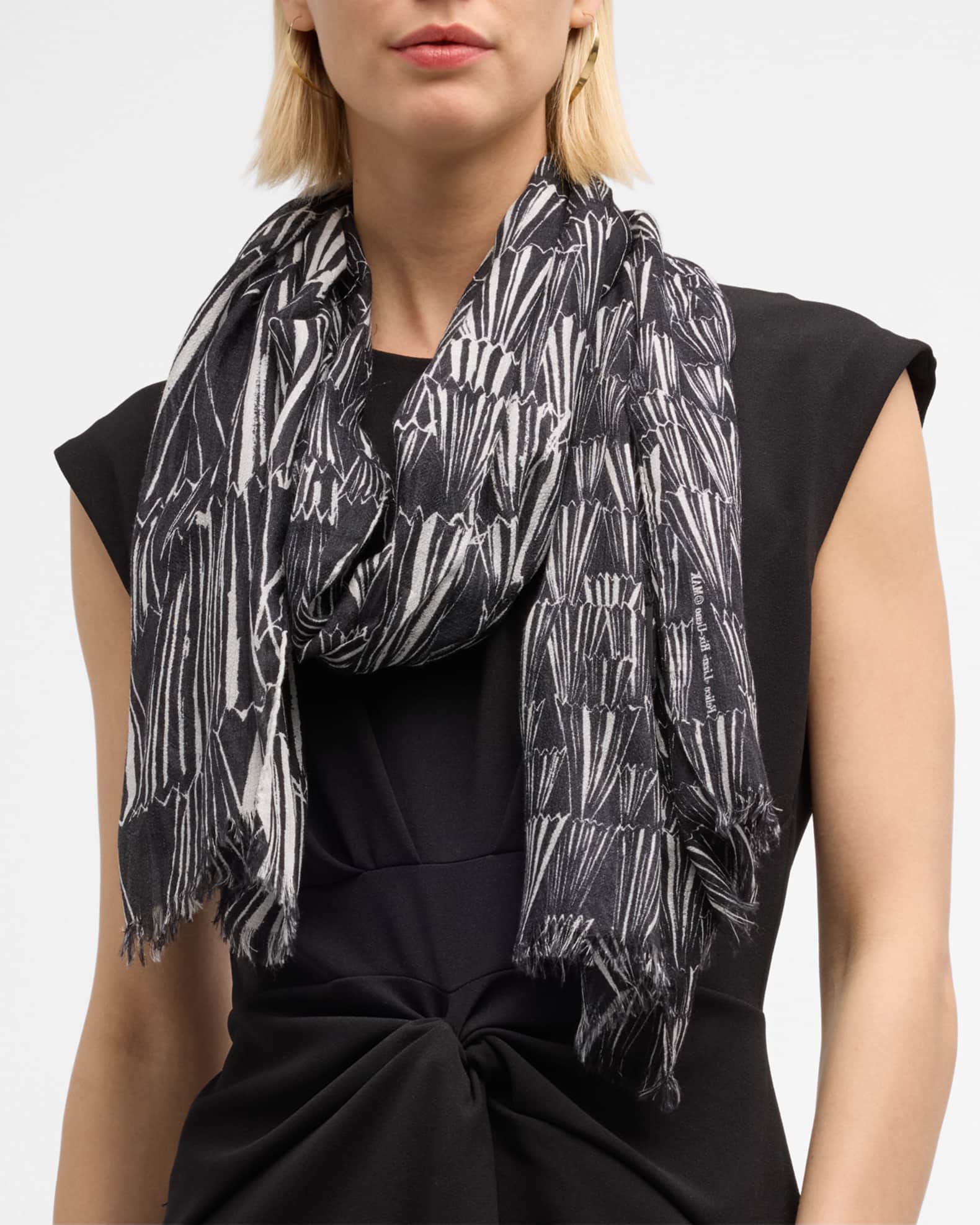 Akris Cashmere Silk Asagao Print Scarf Neiman Marcus