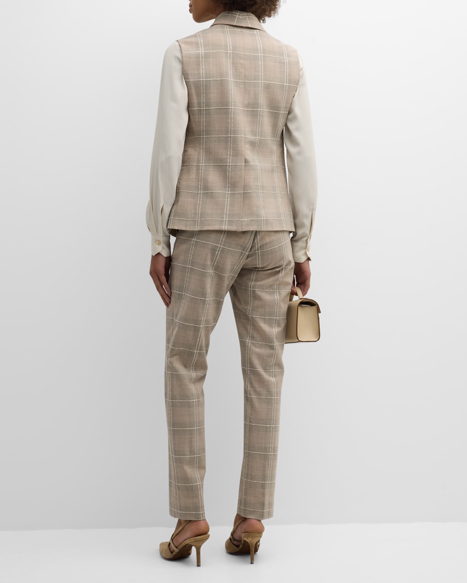 Eleventy Embroidered Plaid Single-Button Vest | Neiman Marcus