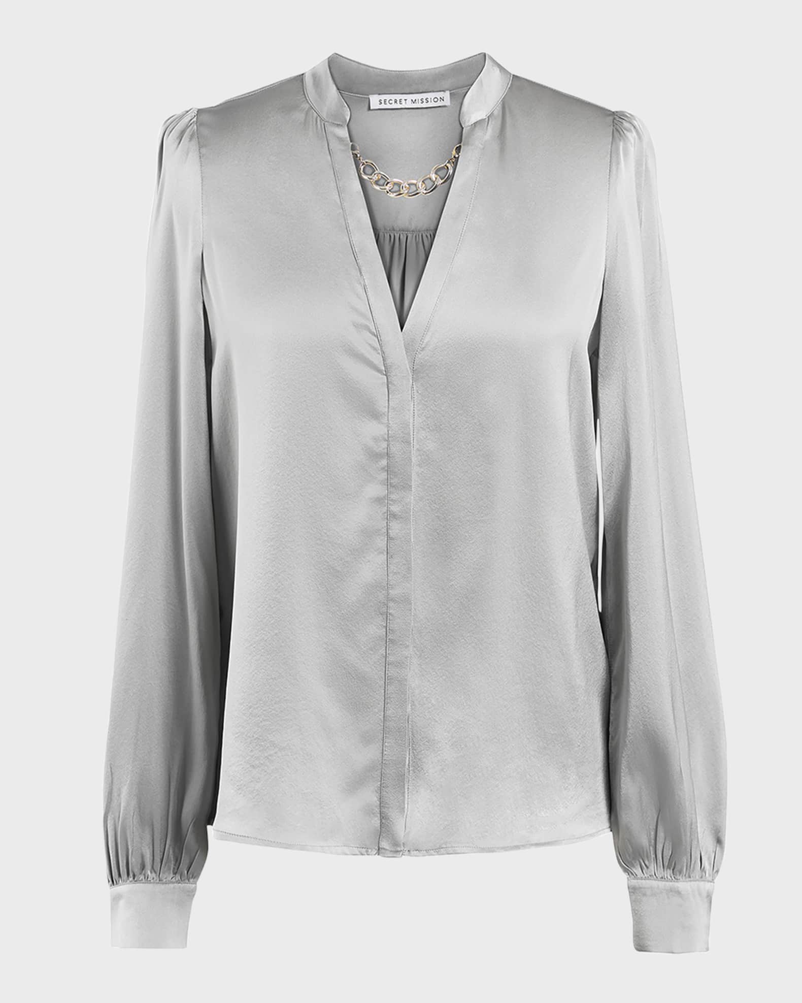 Vivi Silk Removable Chain Blouse 0