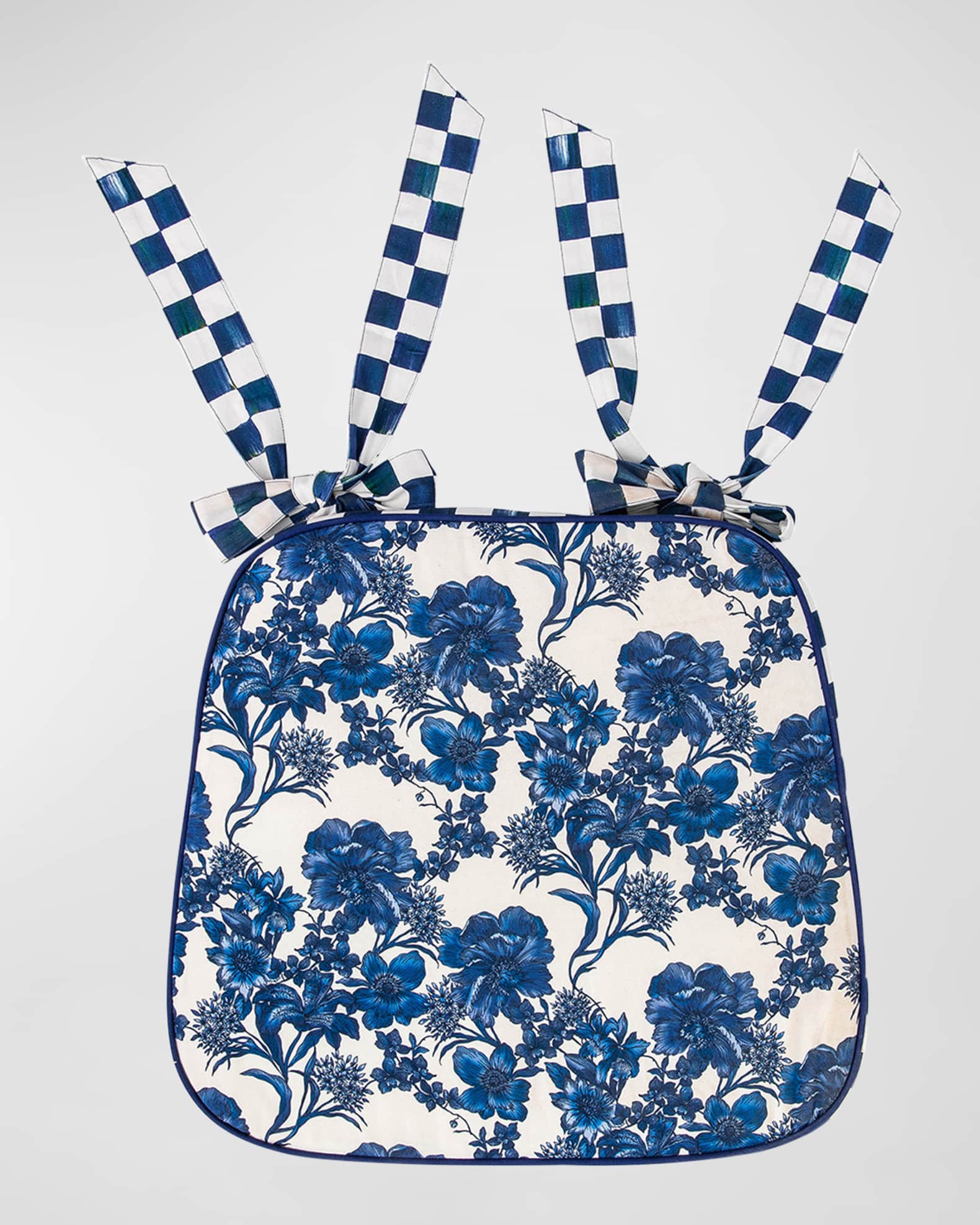 MacKenzie-Childs English Garden Royal Check Chair Cushion