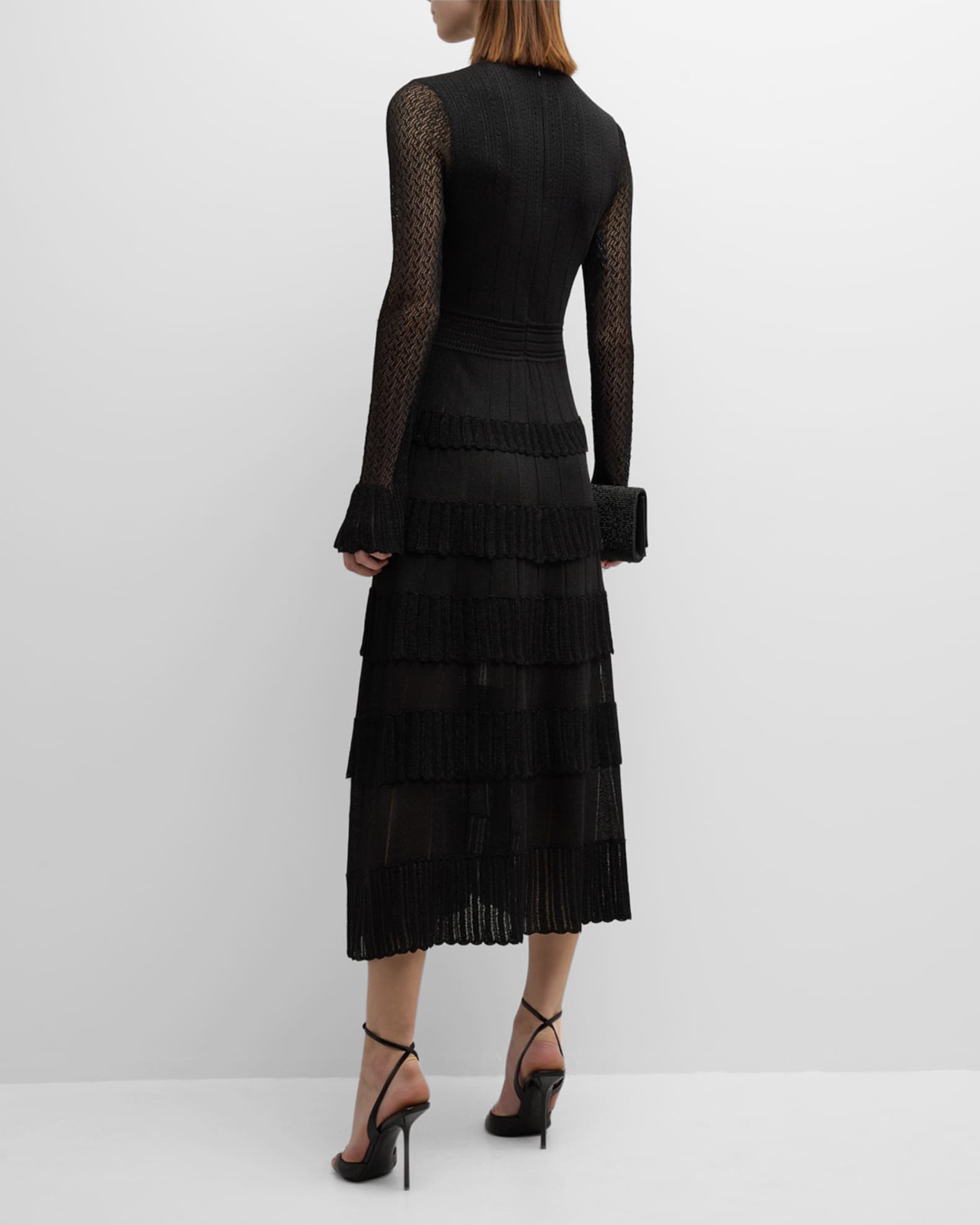 Lela Rose | Ruffle Detail Knit Piper Dress | Xs | Black