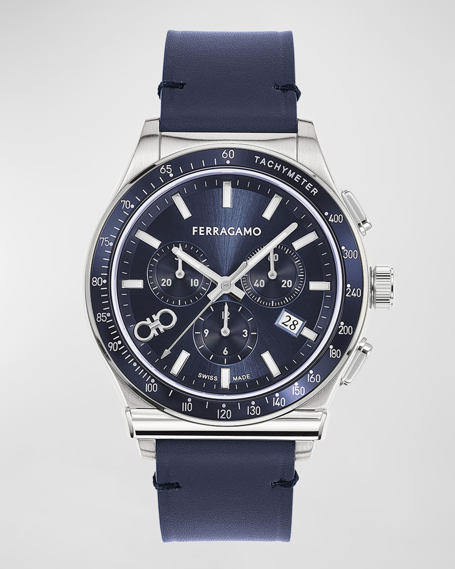 Ferragamo Men s 42mm Ferragamo 1927 Chrono Watch with Leather Strap Blue Neiman Marcus