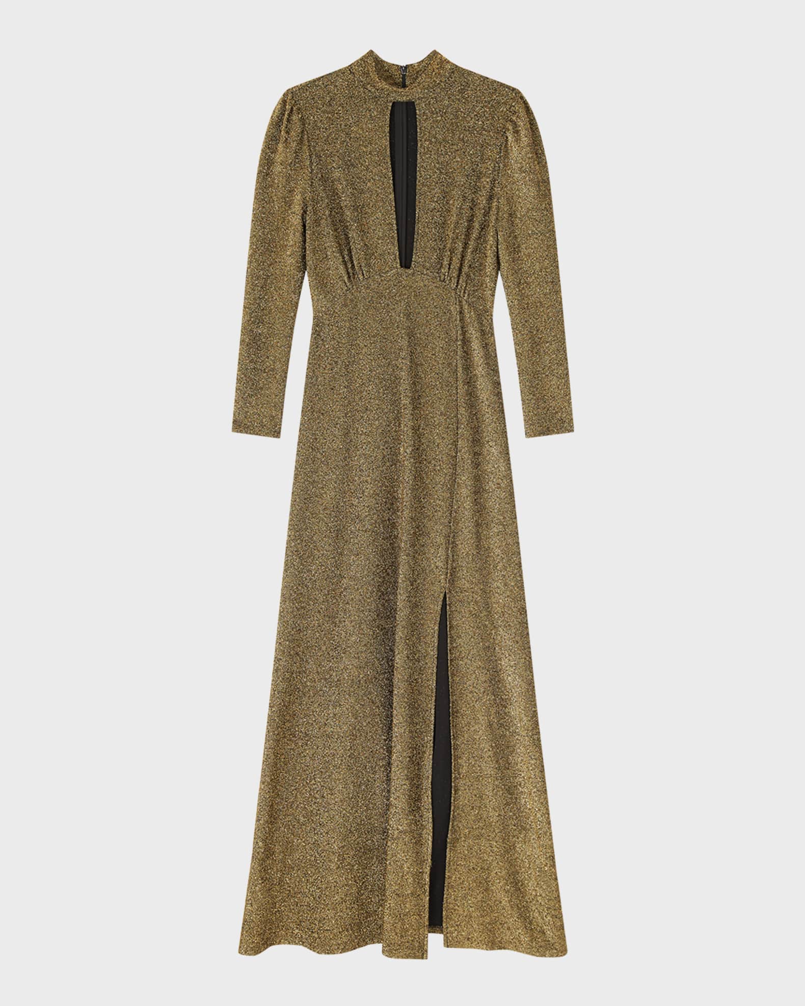 LK Bennett Wilma Cutout Mock-Neck Shimmer Gown | Neiman Marcus