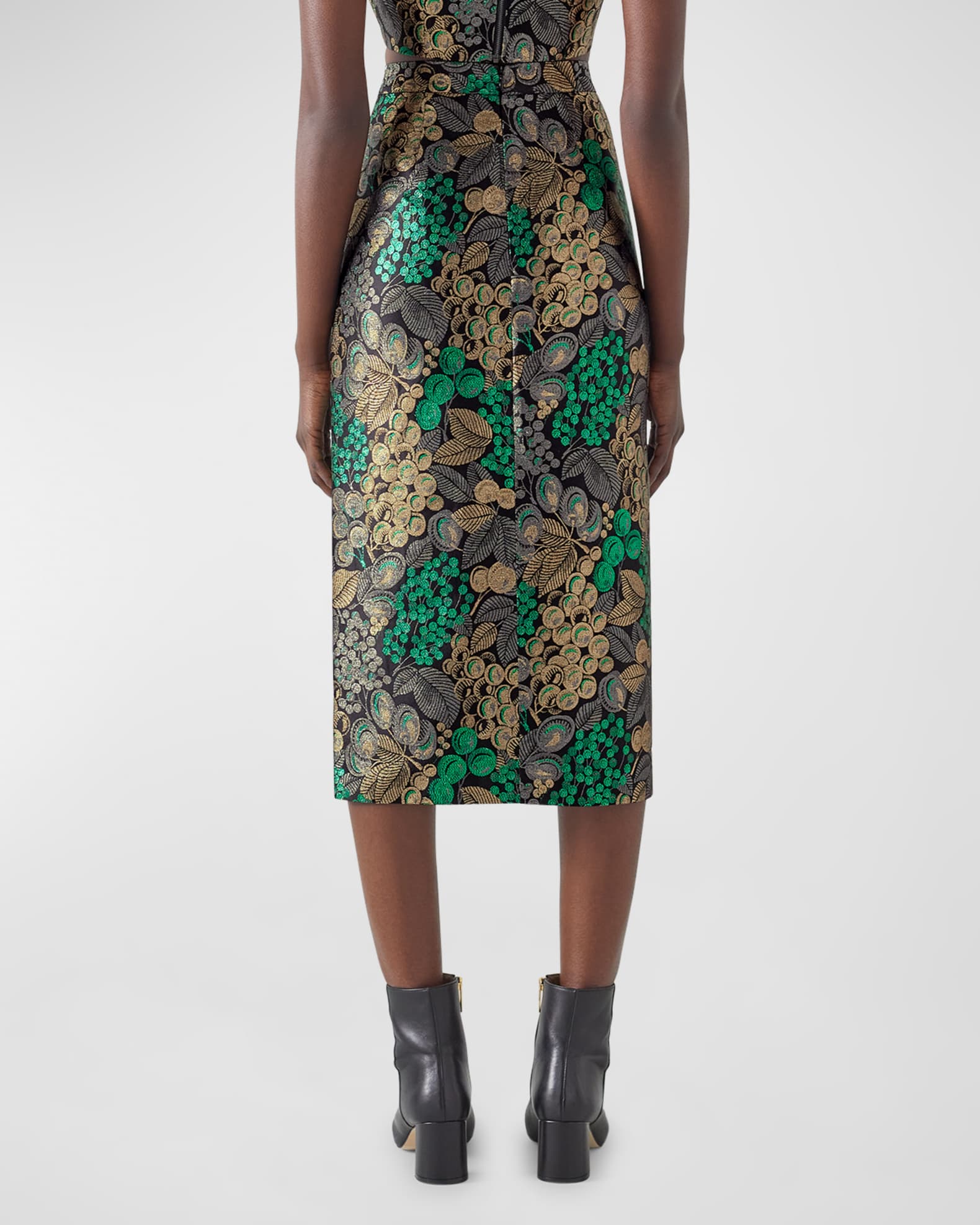 LK Bennett Charlotte Metallic Jacquard Midi Pencil Skirt | Neiman Marcus