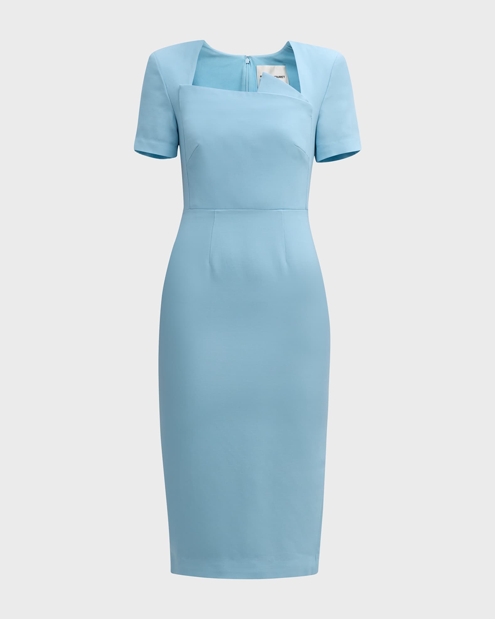 Roland Mouret asymmetric-neck short-sleeves midi dress - Pink