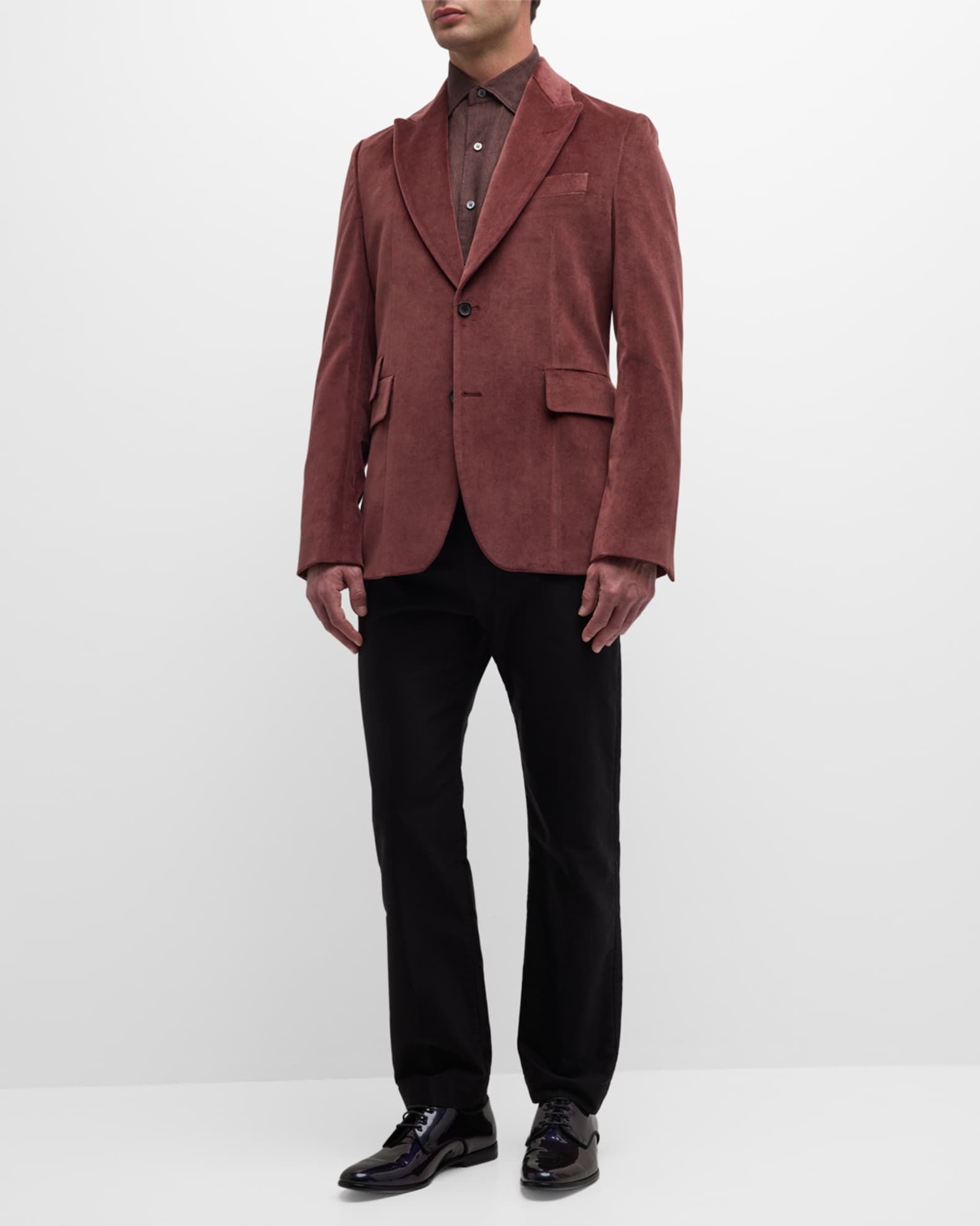 Burgundy velvet sport coat top