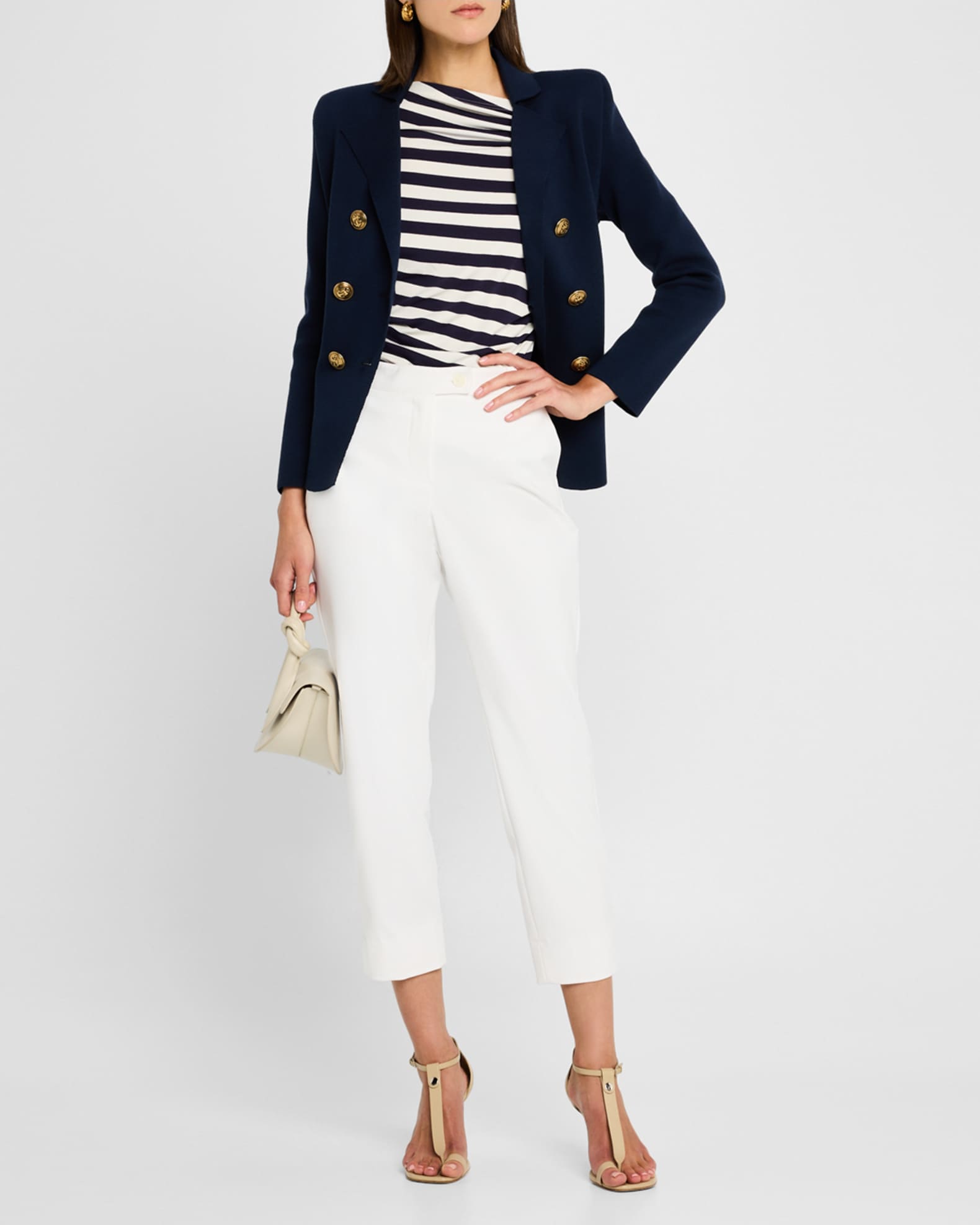Mid-Rise Slim-Leg Ankle Cotton-Blend Pants 1