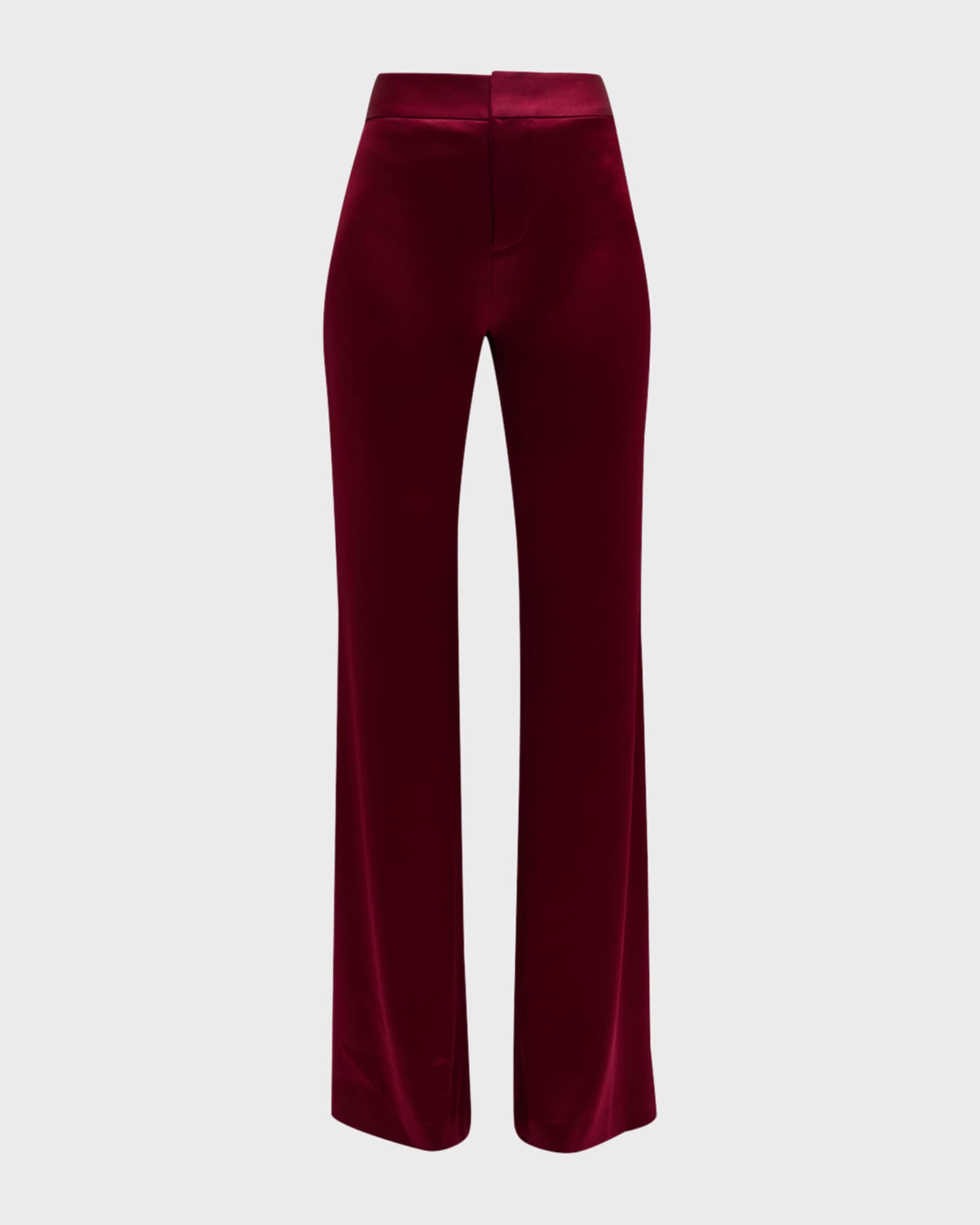 Alice + Olivia Deanna High-Waisted Bootcut Satin Pants | Neiman Marcus