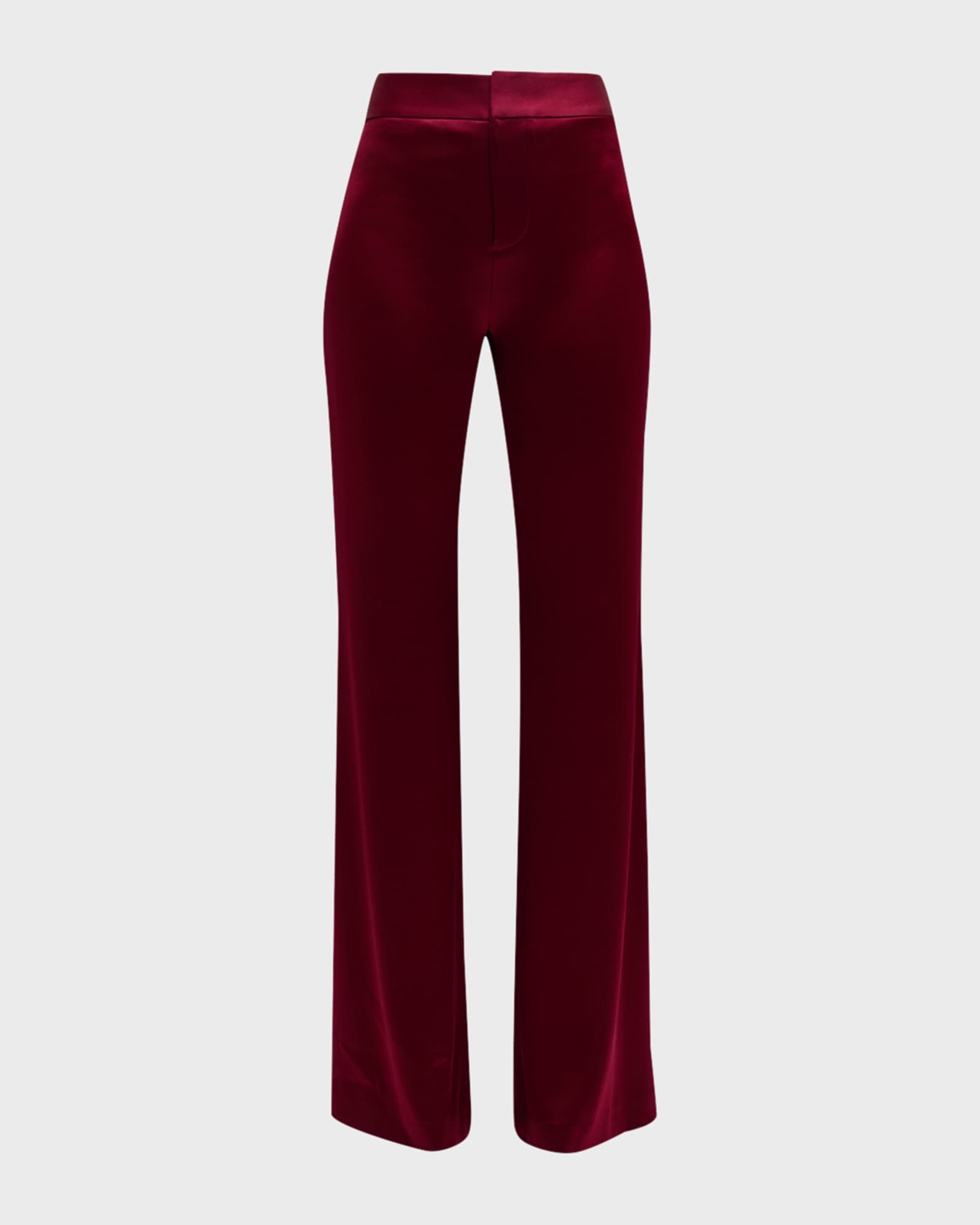 Alice + Olivia Deanna High Waisted Vegan Leather Bootcut Pant in Red