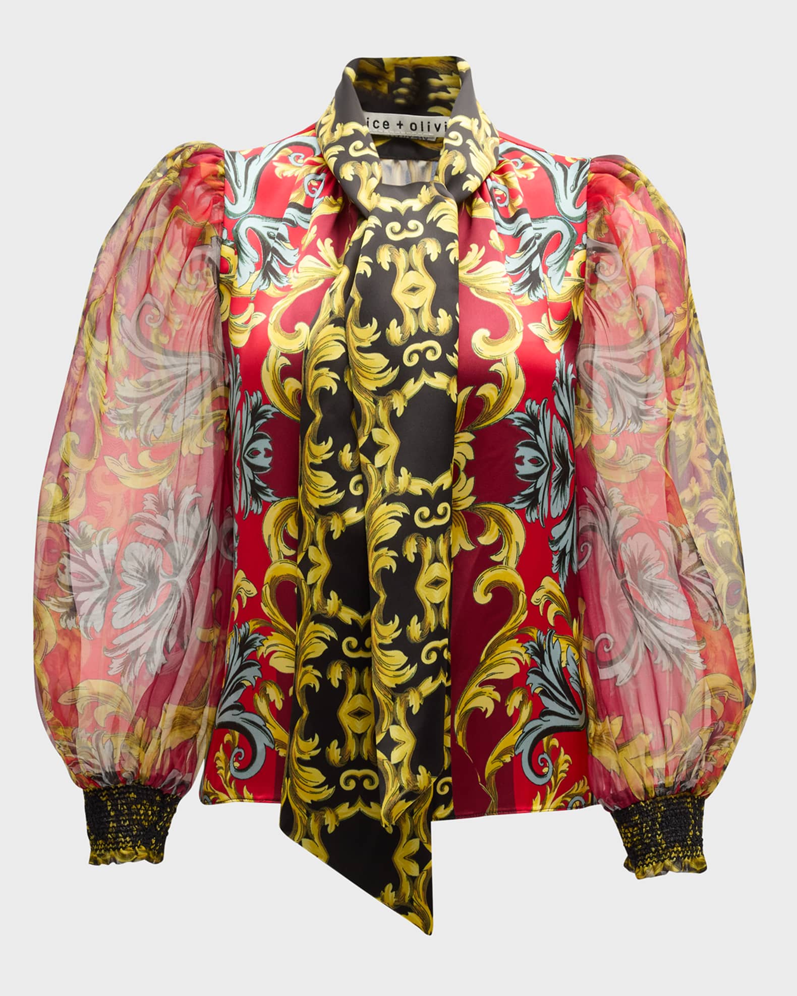 organza tie neck blouse