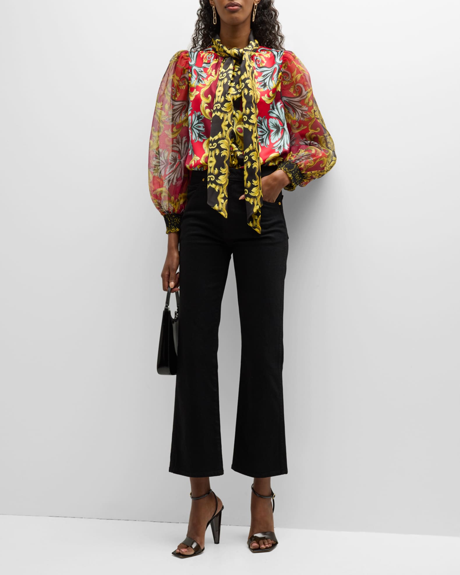 organza tie neck blouse