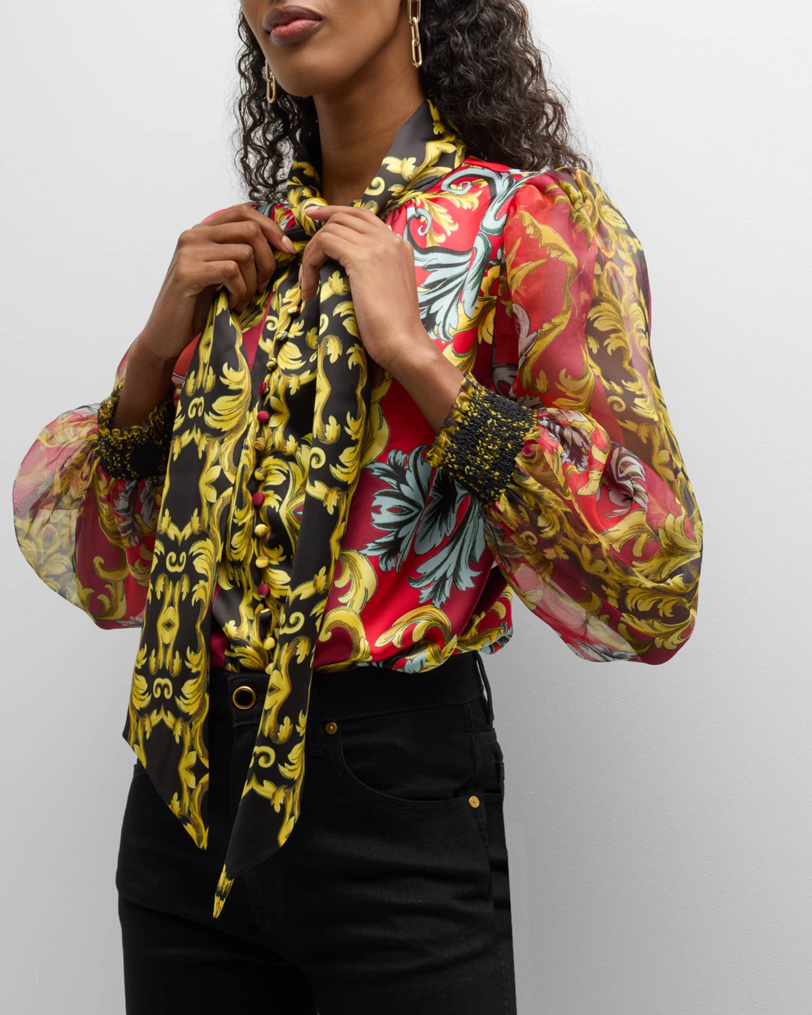 organza tie neck blouse