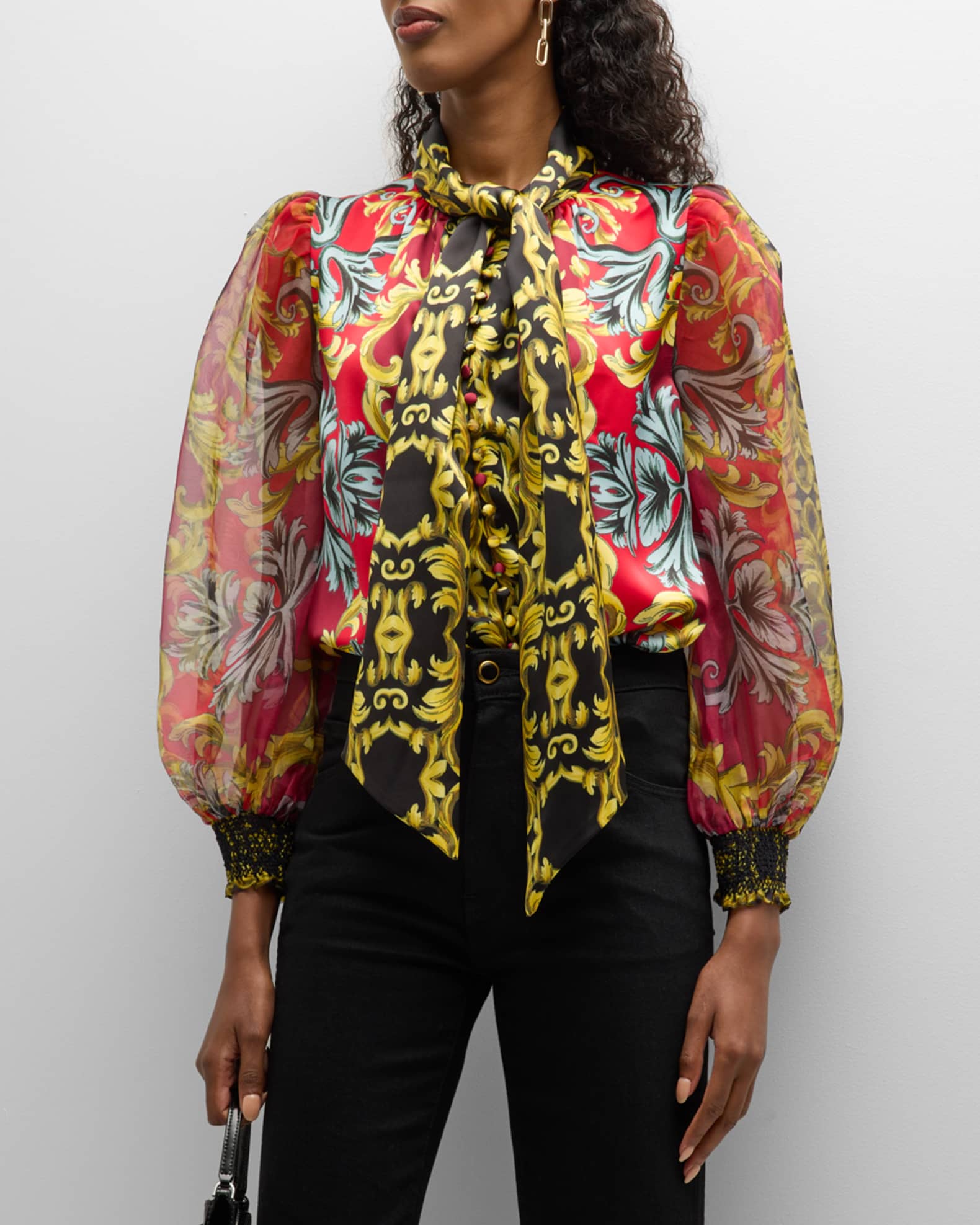 organza tie neck blouse