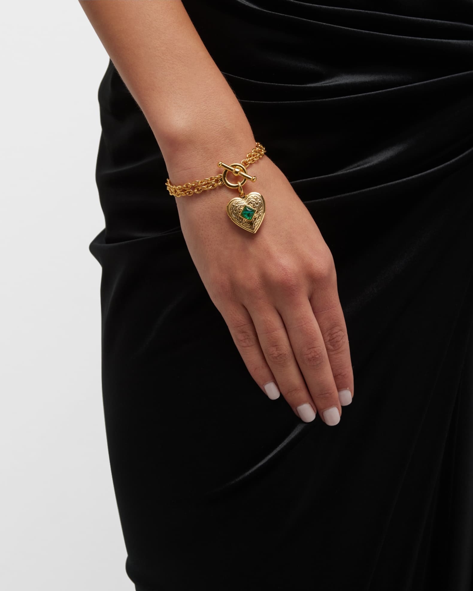 Ben-Amun Toggle Bracelet with Stone and Heart Locket | Neiman Marcus
